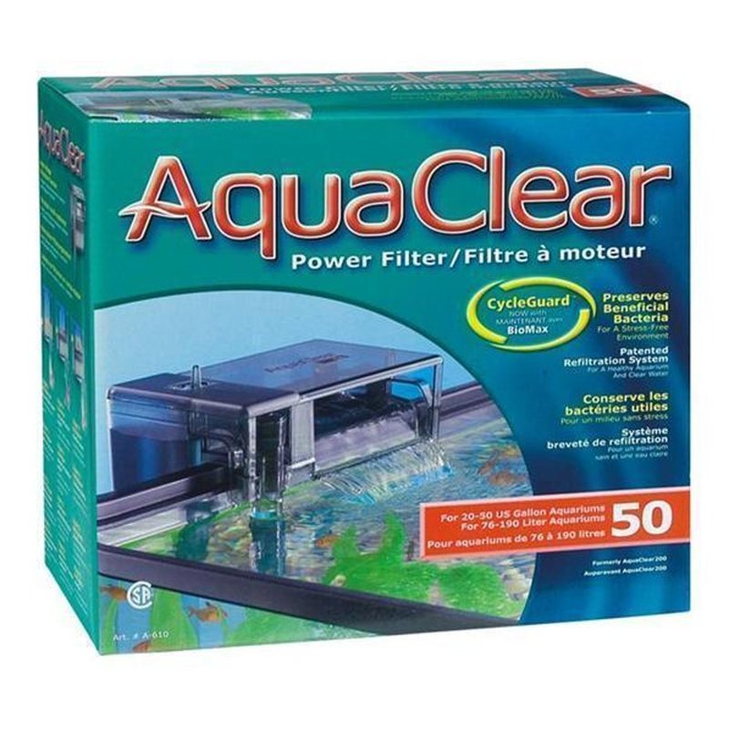 Aquaclear 50 Power Filter - High Performance Aquarium Filter (757L/h Flow Rate, 76-190L Tank Capacity) | Ideal for Freshwater & Saltwater Fish Tanks, Aquascaping & Aquatic Plant Setups