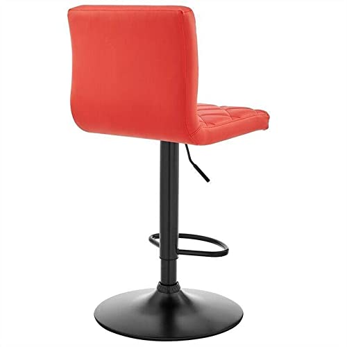 Adjustable Red Leather Swivel Bar Stool - Height Adjustable Pub Chair with Footrest - Modern Home Bar Stools for Kitchen Island, Man Cave, Game Room & Dining Room - Perfect Gift for Men, Women, Dad & Birthday