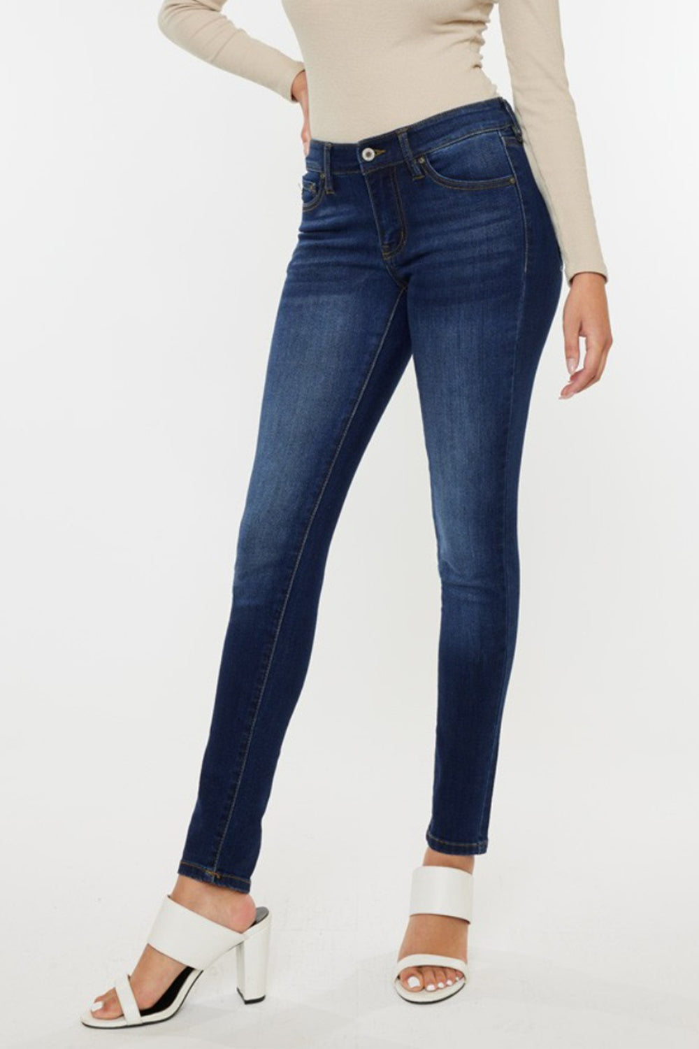 Kancan Women's Mid Rise Gradient Skinny Jeans - Stretch Denim Pants for Everyday Wear, Date Night & Casual Outfits