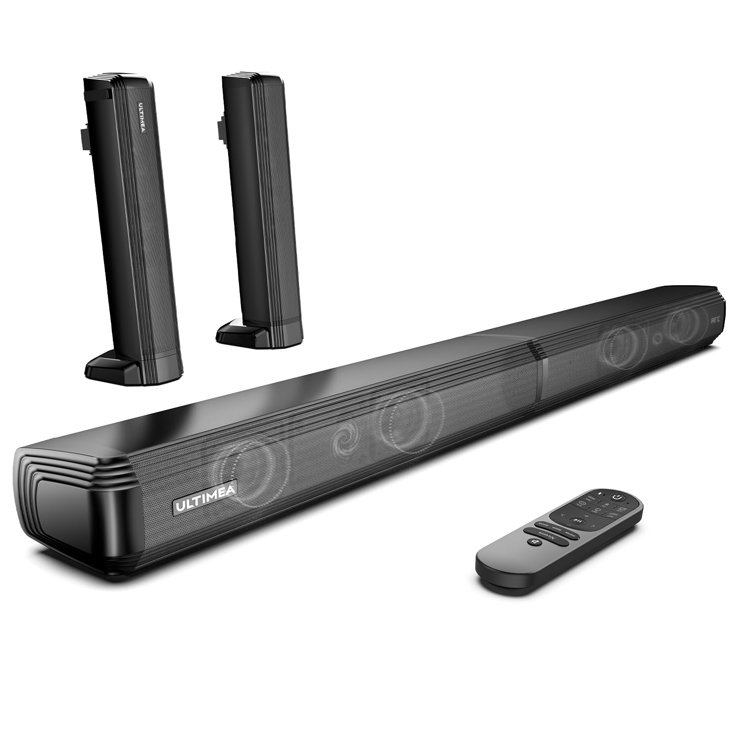ULTIMEA Apollo S40 Soundbar for TV with Wireless Subwoofer - 2.2 Channel Detachable Bluetooth 5.3 Sound Bar, 3 EQ Modes, HDMI ARC/Optical/AUX, Wall Mountable - Perfect for Home Theater, Gaming & Movie Nights (2023 Model)