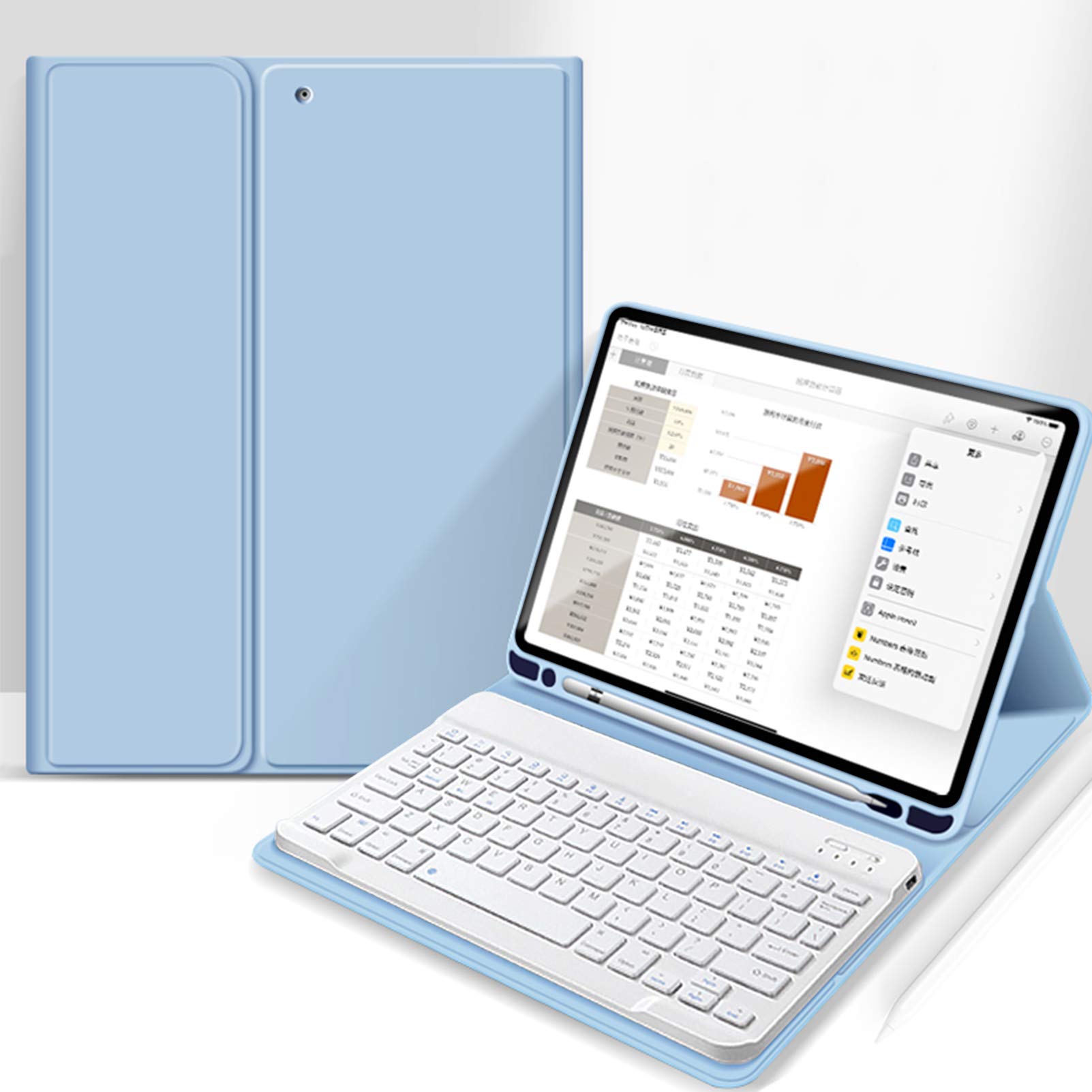 Aoub iPad Air 5th/4th Generation Case (2022/2020 Model) - Detachable Bluetooth Keyboard Cover with Stand, Soft TPU Back & Apple Pencil Holder for 10.9