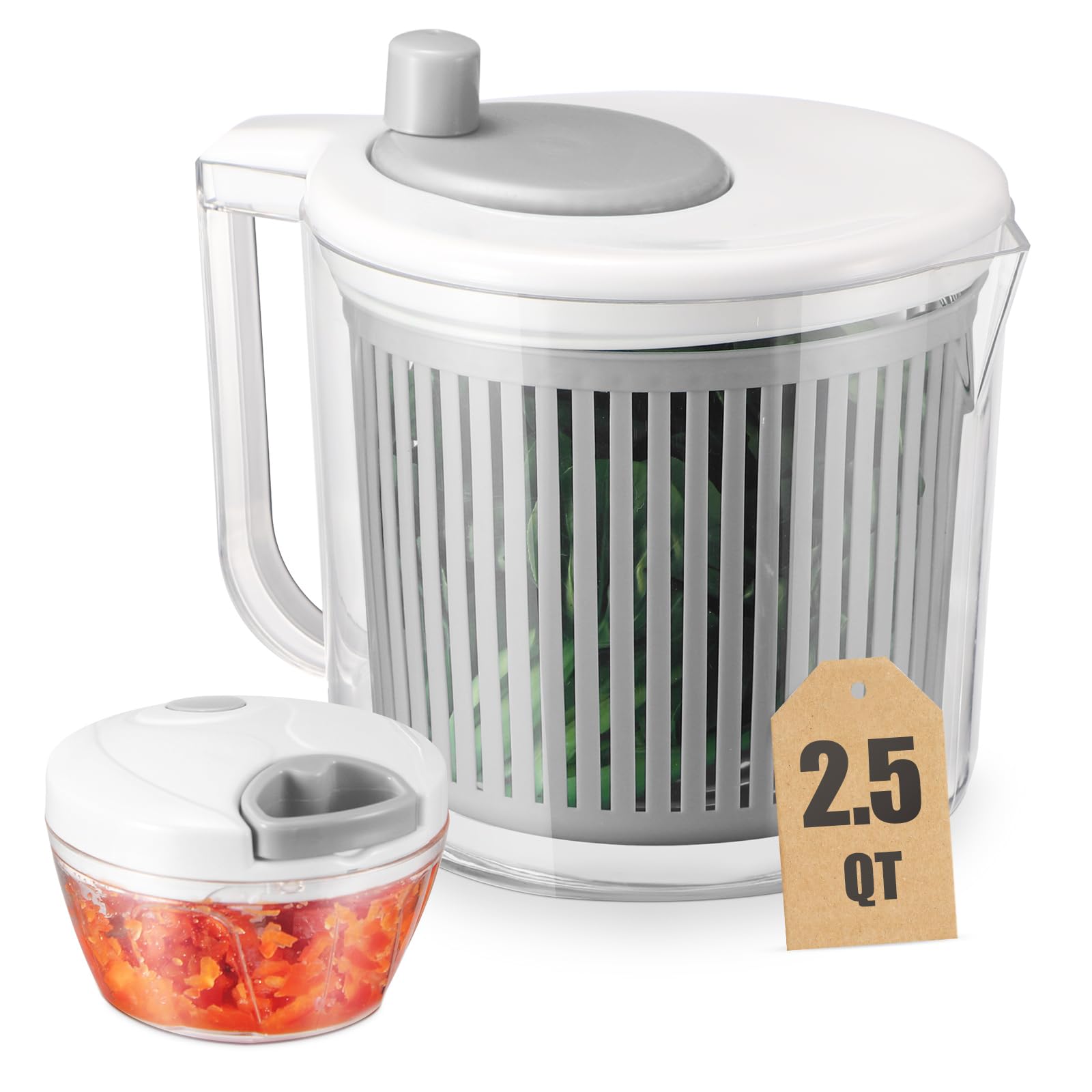 **Salad Spinner with Vegetable Chopper Set – Grey, Efficient Lettuce & Greens Drying & Cutting Tool, Durable Polypropylene, 1-Year Warranty – Perfect for Meal Prep, Healthy Eating & Kitchen Convenience**