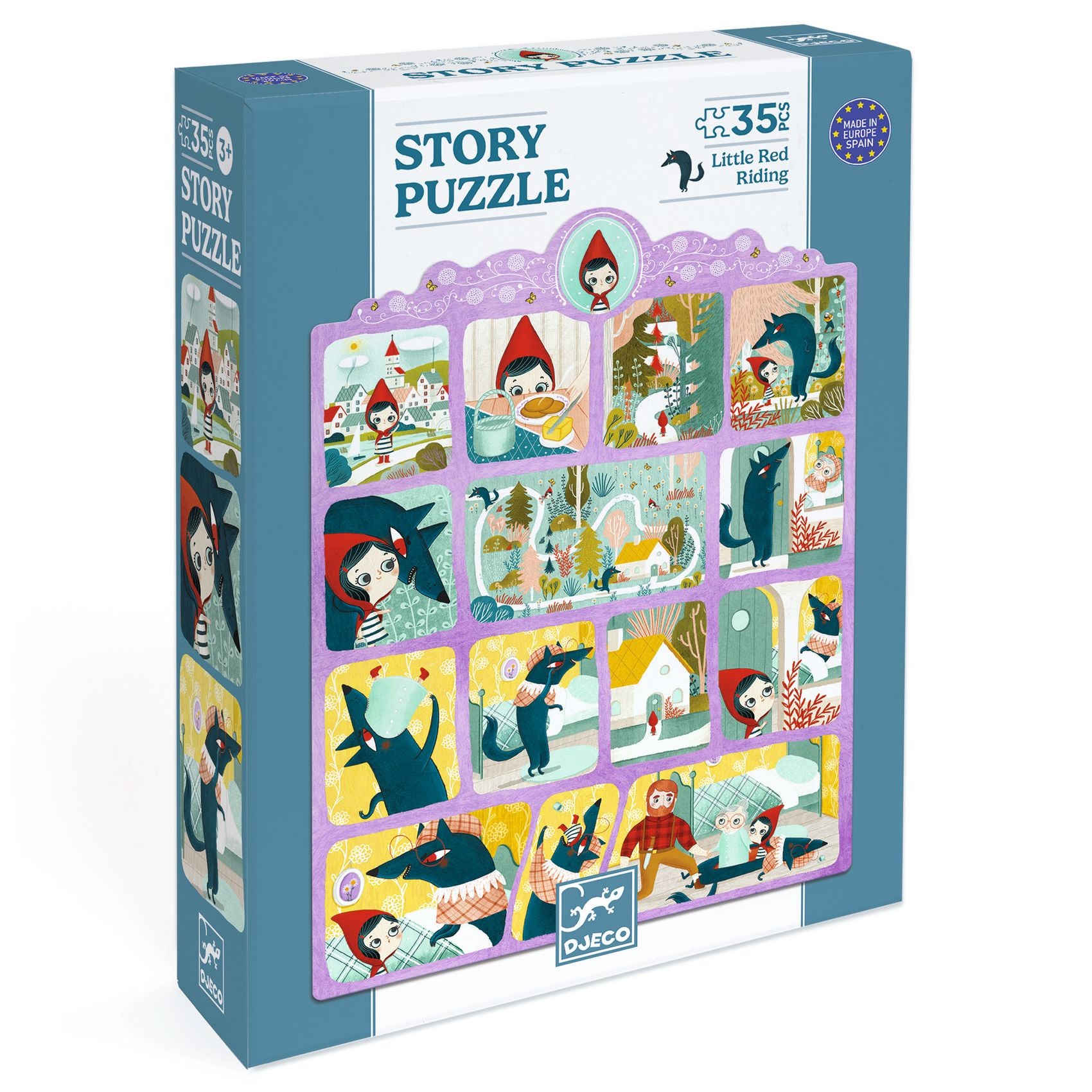 Djeco Little Red Riding Hood 35 Piece Story Puzzle - Wooden Fairy Tale Jigsaw for Kids | Perfect for Family Game Night & Preschool Learning Activities