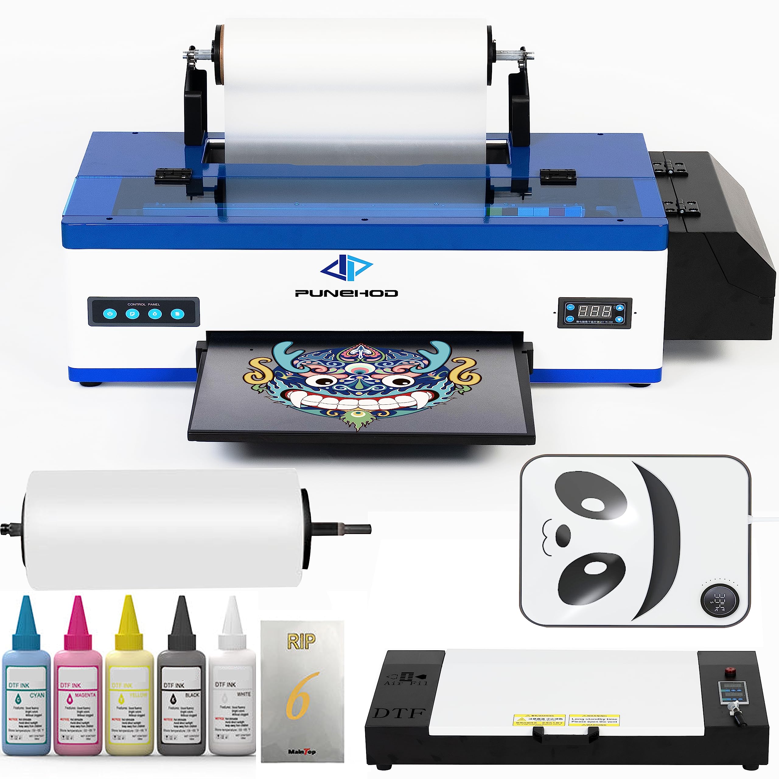 PUNEHOD A3 DTF Transfer Printer with Roll Feeder - Direct to Film Printer with Preheating for Dark & Light Fabrics | L1800 DTF vs DTG Printing | Ideal for T-Shirt, Hoodie & Apparel Business (Includes Oven)