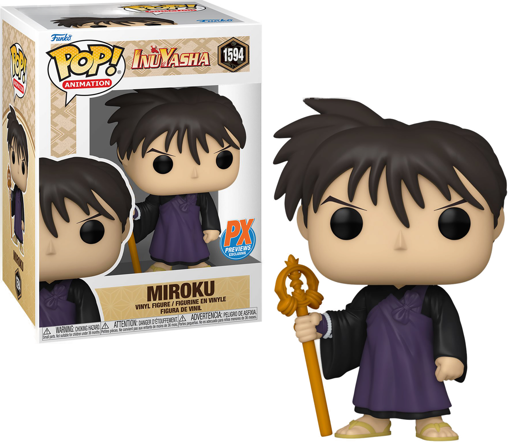 Inuyasha Miroku PX Previews Exclusive Action Figure #1594 - Anime Collectible for Fans & Display