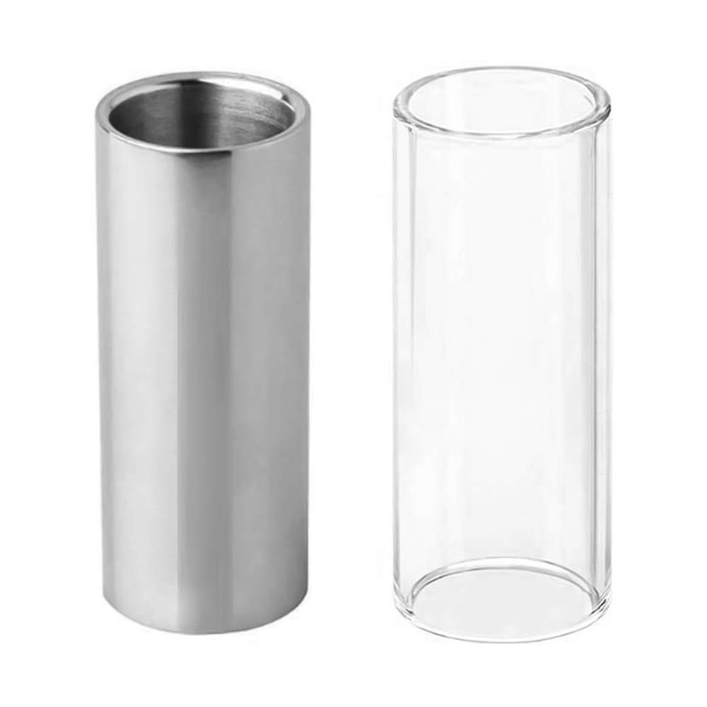 Fesjoy 2-Piece Guitar Slide Kit - Glass & Stainless Steel Slides for Electric/Acoustic Guitar and Bass - Perfect for Blues, Rock, and Slide Guitar Playing