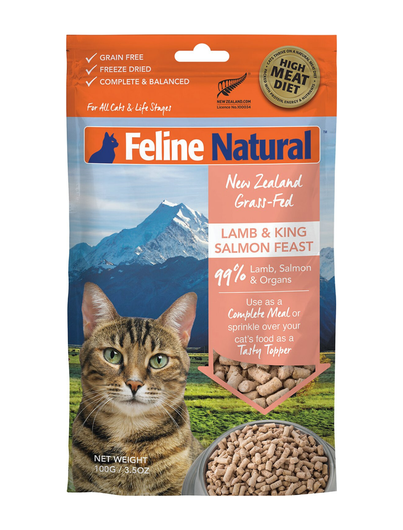 Premium Freeze-Dried Lamb & Salmon Cat Food Topper - 100g | Grain-Free, High-Protein Treat for Cats | Perfect for Picky Eaters & Meal Enhancer