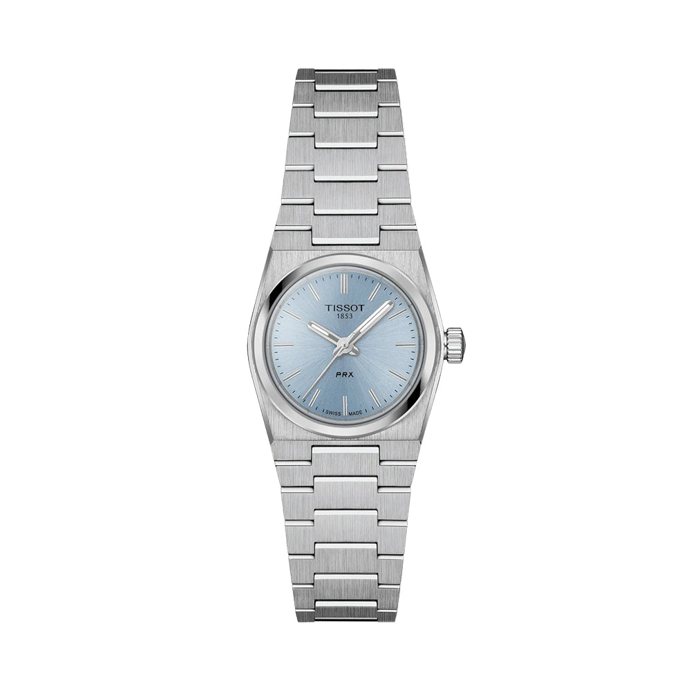 Tissot PRX Quartz 25mm Ice Blue Dial Men's Watch with Stainless Steel Bracelet - Perfect for Business, Casual, and Everyday Wear