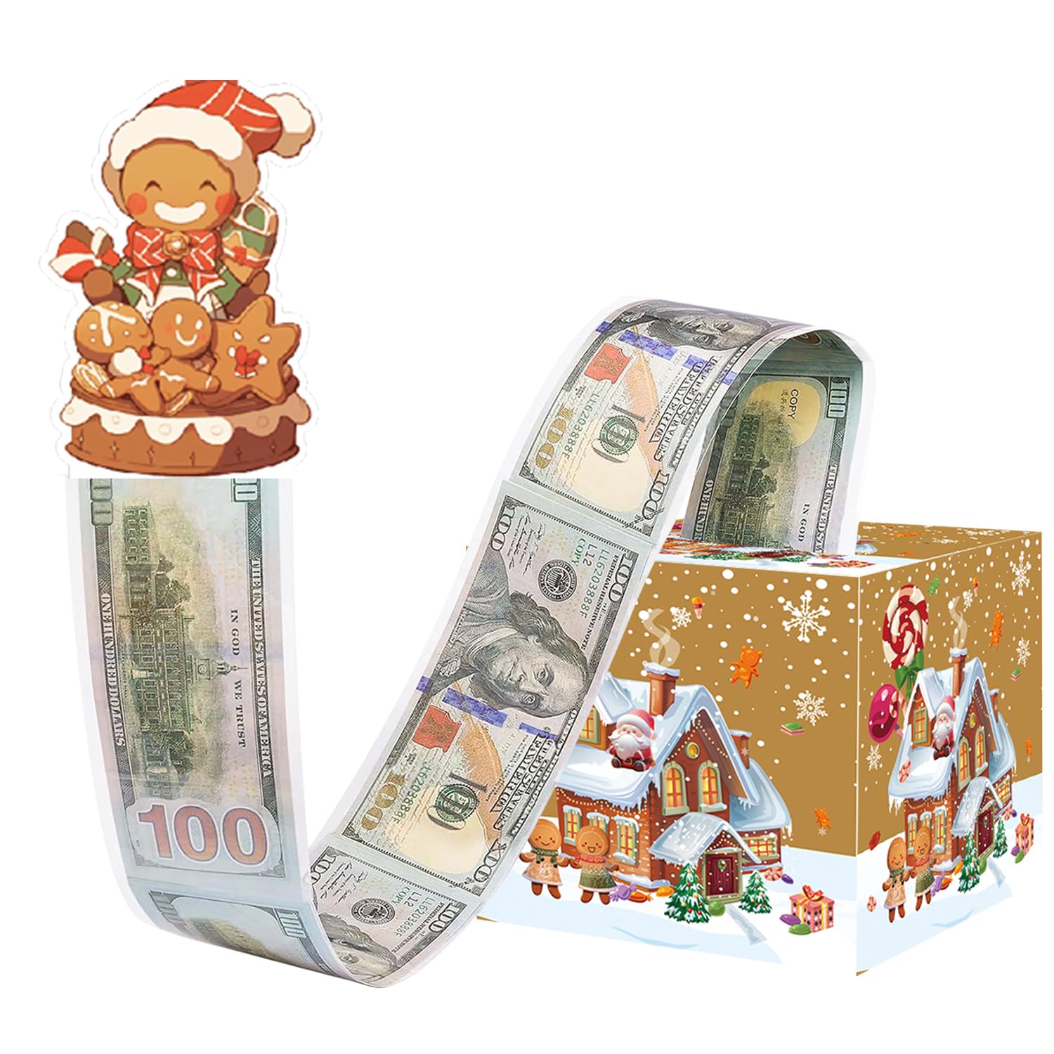 Gingerbread Man Christmas Money Box - Cash Gift Surprise Box for Women, Men, Boys & Girls | Holiday Savings Gift Idea for Christmas, Birthdays & Special Occasions