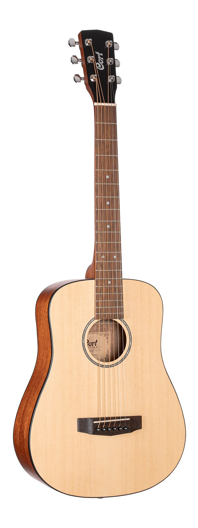 Cort AD Mini Dreadnought Acoustic Guitar - Open Pore Natural Finish with Gig Bag | Perfect for Travel, Camping & Small Spaces