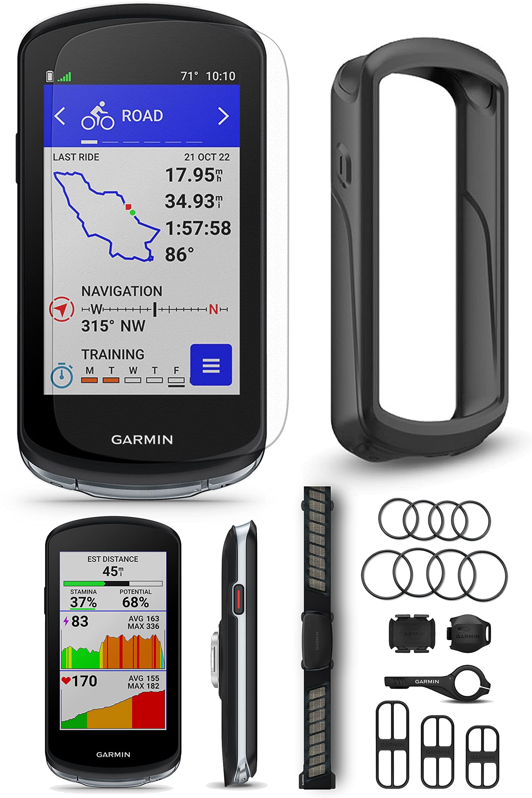Garmin Edge 1040 GPS Bike Computer with Heart Rate Monitor, Speed & Cadence Sensor - 2022 Cycling GPS with VO2 Max, Maps & Navigation | Premium Bundle Includes PlayBetter Tempered Glass Screen Protector, Black Case & Safety Tether | Ideal for Road Biking, Mountain Cycling & Training