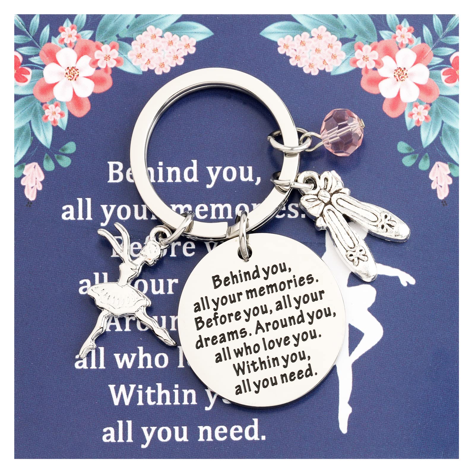 FEELMEM Ballet Dancer Jewelry - Behind You All Your Memories Keychain - Inspirational Dance Team Gifts - Perfect for Dance Recitals, Ballet Performances & Dance Competitions