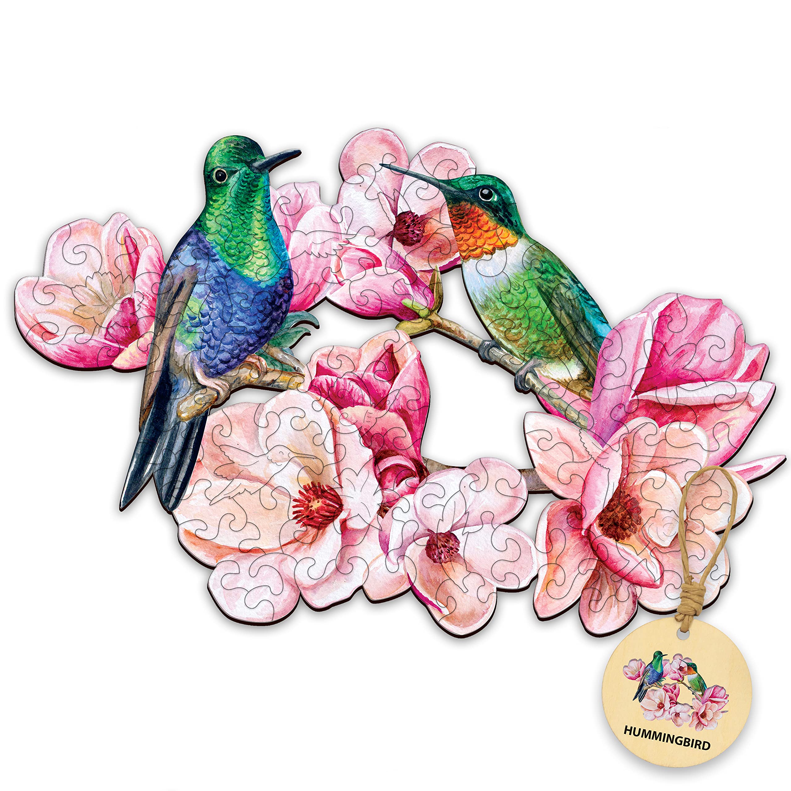 DEPLEE Hummingbird Wooden Jigsaw Puzzle for Adults - Unique Animal Shaped Valentine's Gift (80-110 Pieces, 5.86x8.9 Inches) - Creative Challenge for Family & Friends | Perfect for Home Decor, Stress Relief, and Brain Teaser Activities