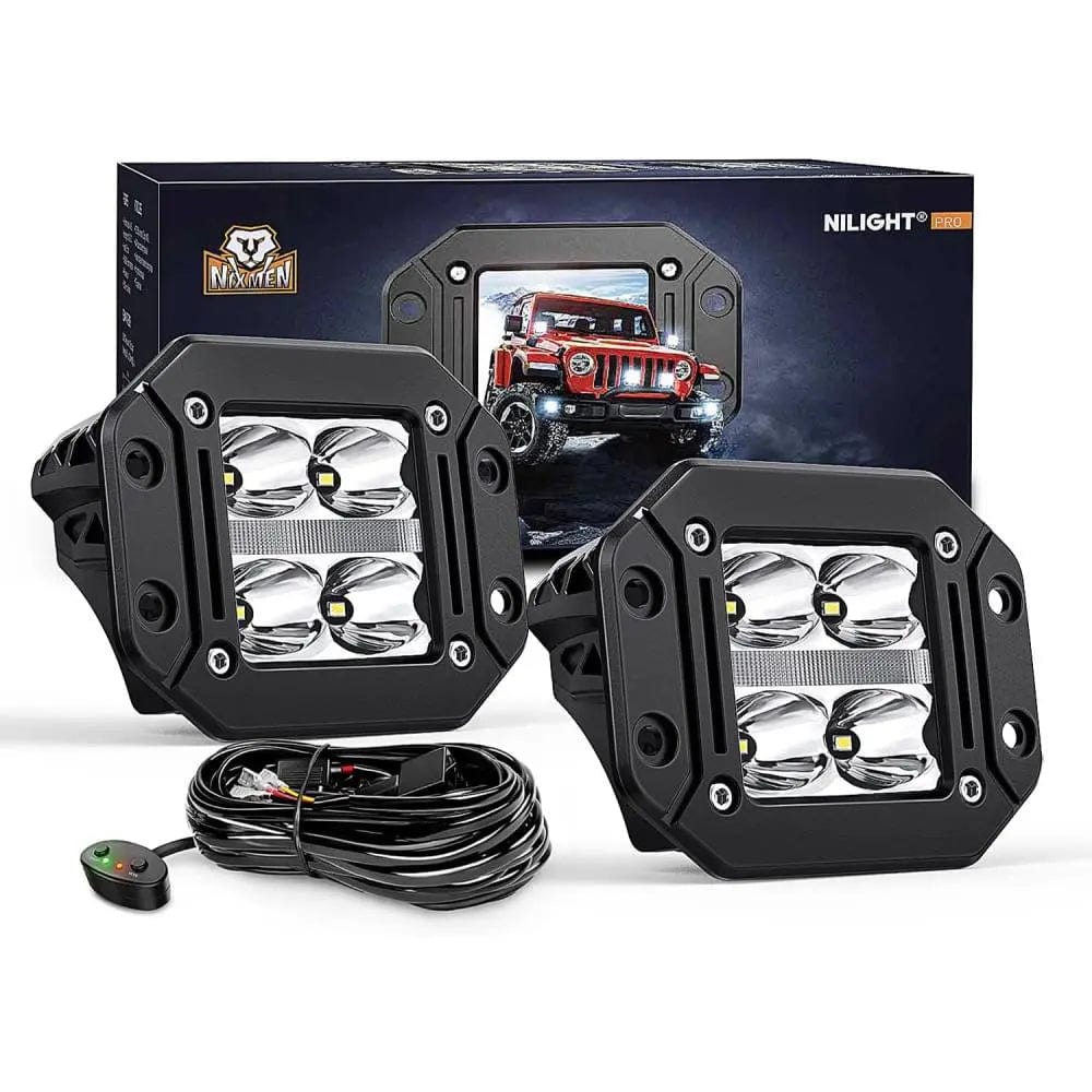 4.8 Inch 20W 2510LM Flush Mount LED Work Lights (Pair) - 16AWG DT Wire - Waterproof Spot Lights for Garage, Workshop, Warehouse, and Outdoor Use