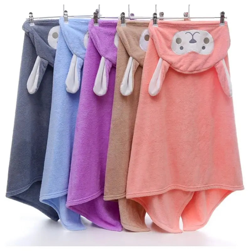 Soft Coral Fleece Hooded Towel for Kids & Baby - Warm & Absorbent Poncho Towel for Bath, Beach, and Swimming Pool Use