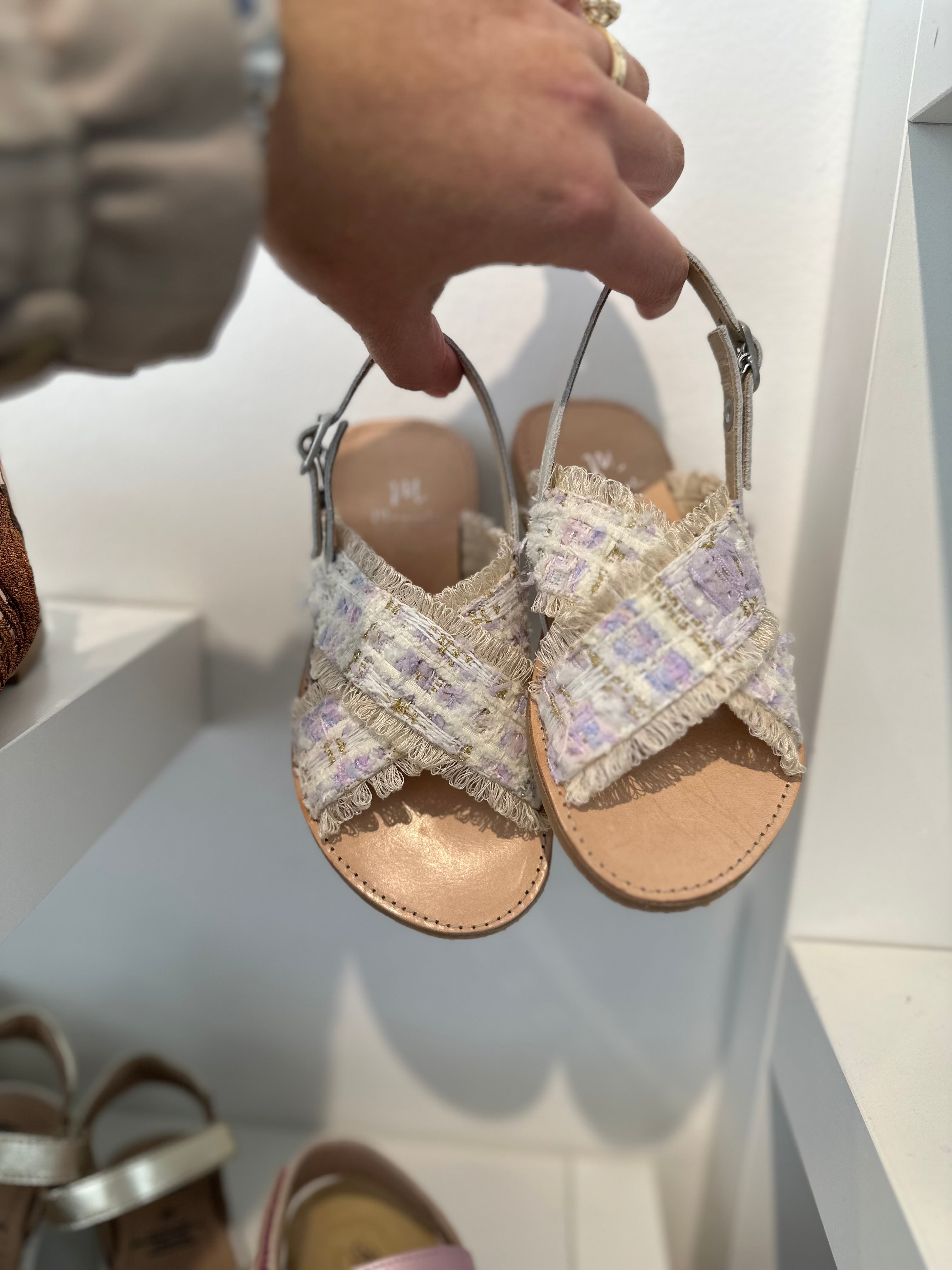 Manuela Lilac Chanel Criss Cross Sandals for Women - Elegant Strappy Heels | Perfect for Weddings, Parties & Summer Outfits