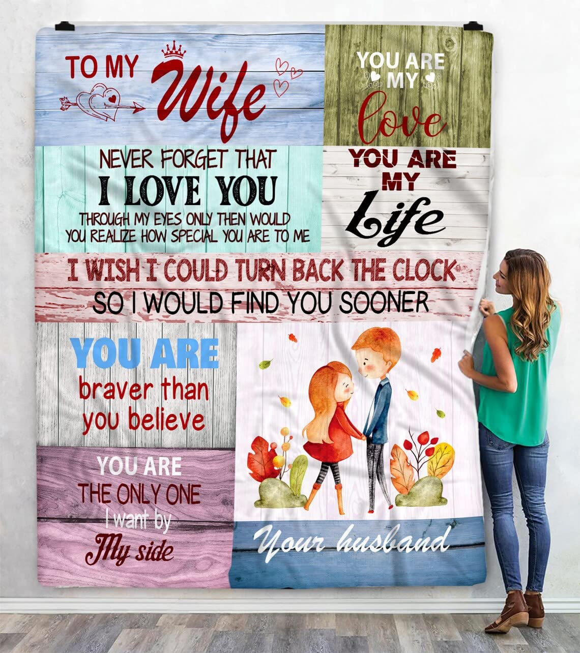 Personalized Fleece Blanket Gift for Wife - Soft Throw Blanket from Husband, Perfect Wedding Anniversary & Birthday Present for Her - Cozy Home Decor, Romantic Couple Gift, Bedroom & Couch Snuggling