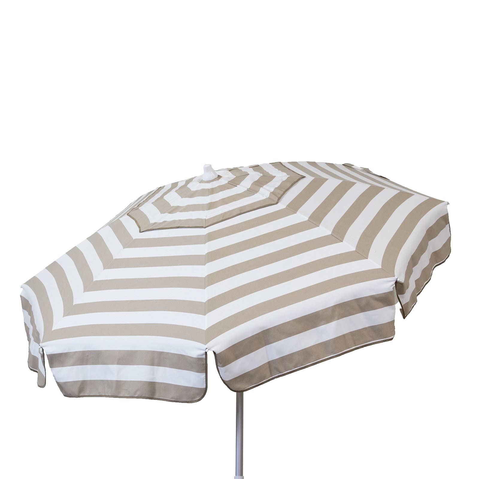 Heininger DestinationGear 1396 Italian Style Patio Umbrella - Acrylic Fabric with Striped Design in Khaki & White | Perfect for Outdoor Dining, Poolside Lounging, and Backyard Decor