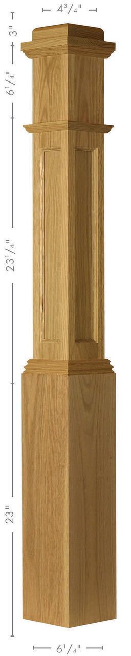 AFP-4091 Poplar Actual Flat Panel Box Newel Post - Durable Staircase Railing for Home & Office Decor