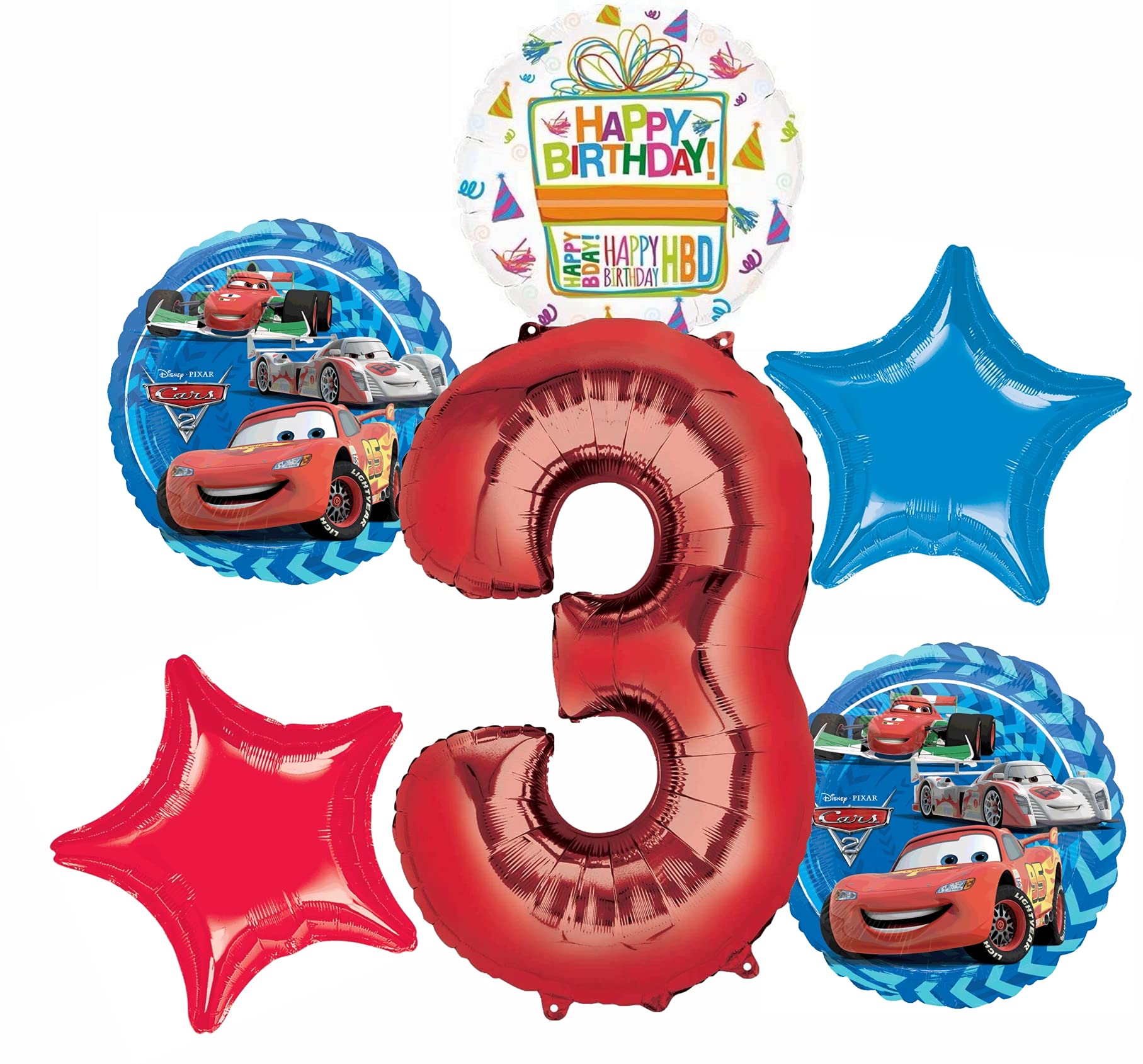 Anagram Cars Party Supplies - 3rd Birthday Balloon Bouquet Decorations for Boys | Car-Themed Birthday Party Decorations | Perfect for Kids' Birthday Parties, Baby Showers & Special Events