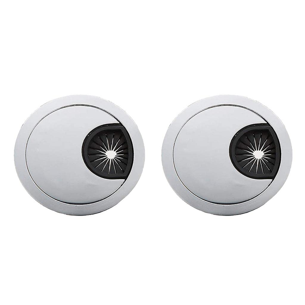 Flameer 2 Inch Matte Metal Desk Grommet - Cable Hole Cover for Wires & Cords (2 Pack, Silver) - Perfect for Office Desks, Home Workstations & Computer Setups