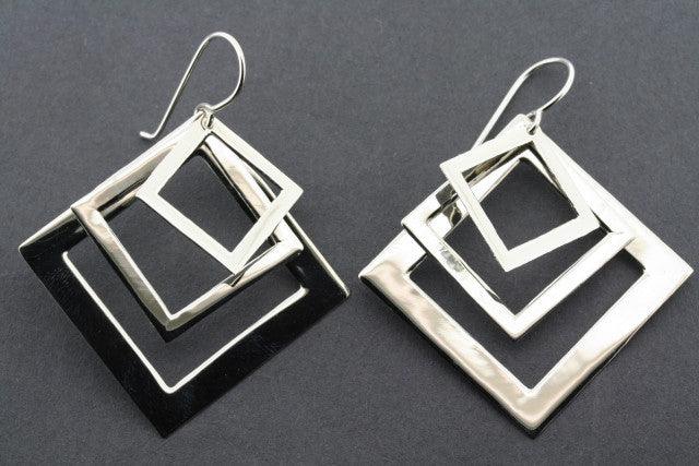 3-Piece Overlapping Diamond Stud Earrings in Sterling Silver - Perfect for Gifts, Parties & Everyday Elegance