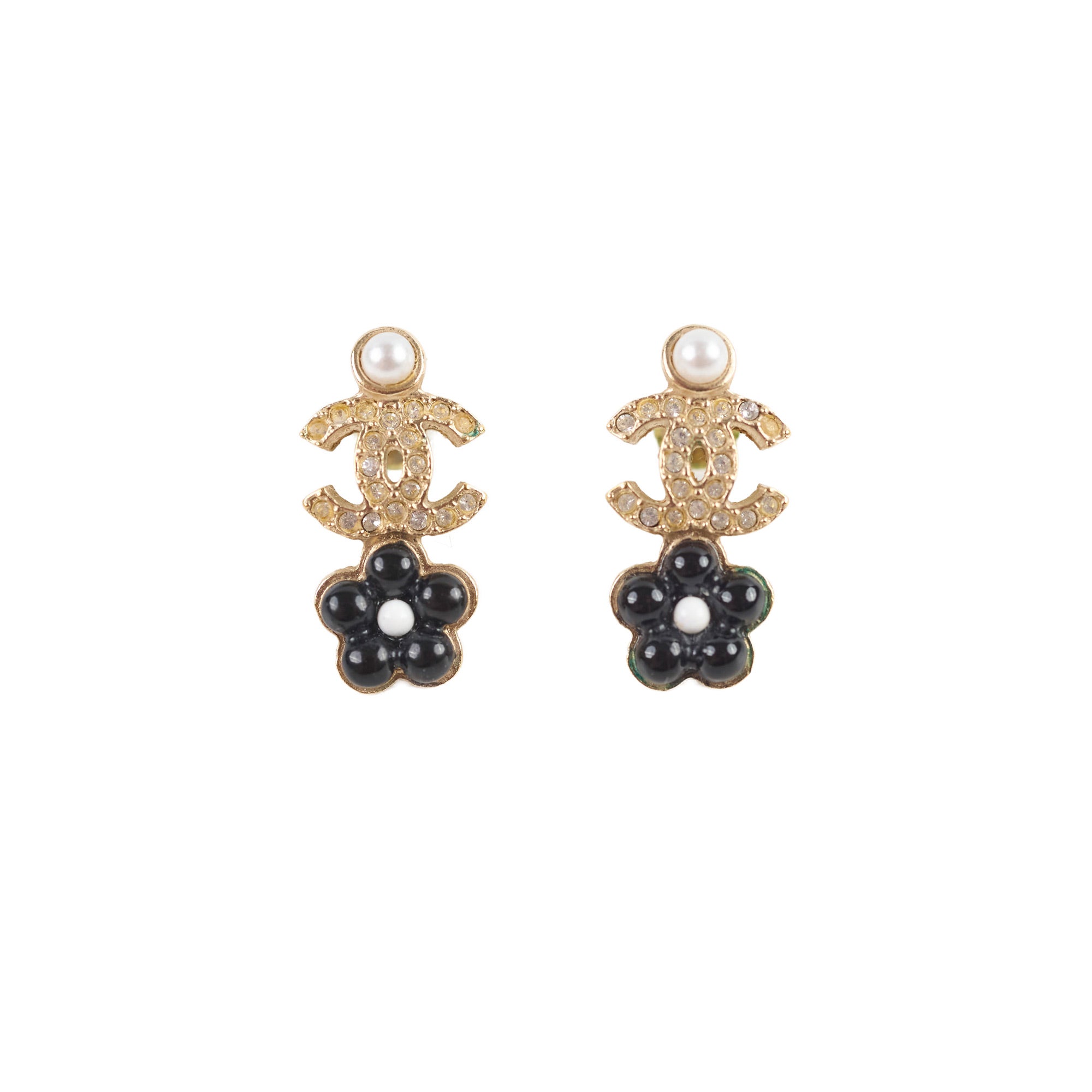Chanel CC Flower Earrings - Fashion Jewelry for Women | Elegant Costume Earrings for Parties, Weddings & Special Occasions