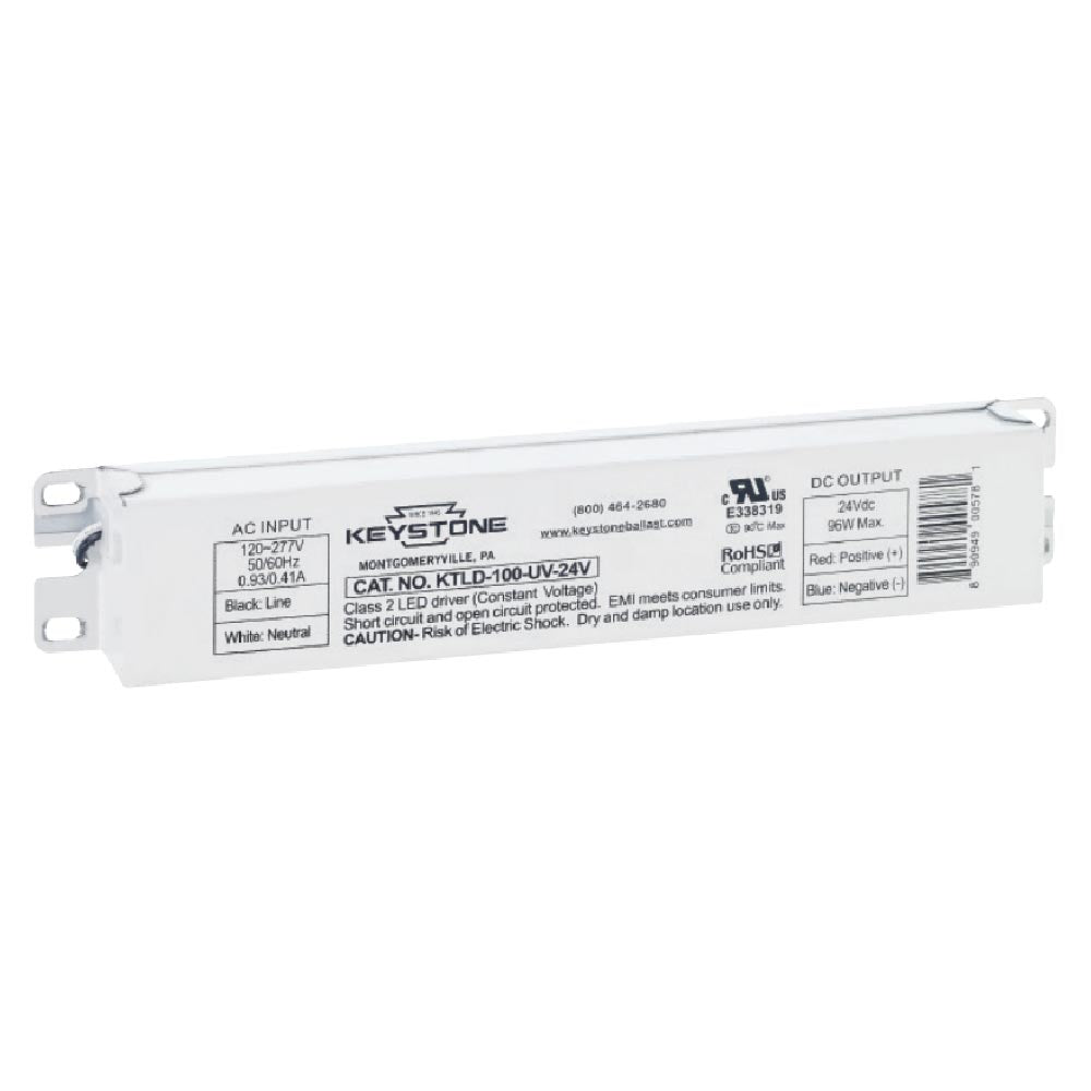 96W 24V DC Constant Voltage LED Driver - 120-277V AC Input - for LED Strip Lights, Under Cabinet Lighting, and Commercial LED Applications