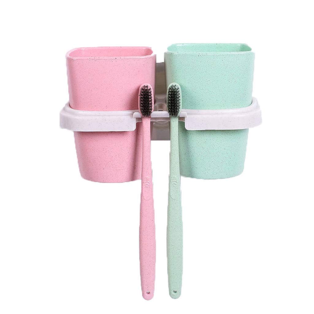 NYKK Toothbrush Holder with Toothpaste Stand - Wall Mounted or Suction Cup Bathroom Organizer for Toothbrushes, Toothpaste & More - Perfect for Small Spaces, Kids' Bathrooms & Travel Use
