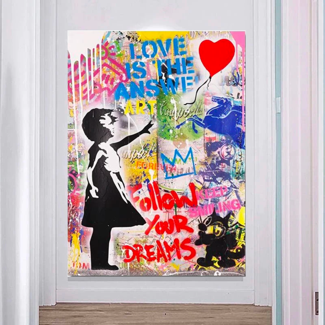 Banksy Balloon Girl Canvas Art Print - Iconic Street Art Masterpiece for Home & Office Decor | Perfect for Living Room, Bedroom & Gifts