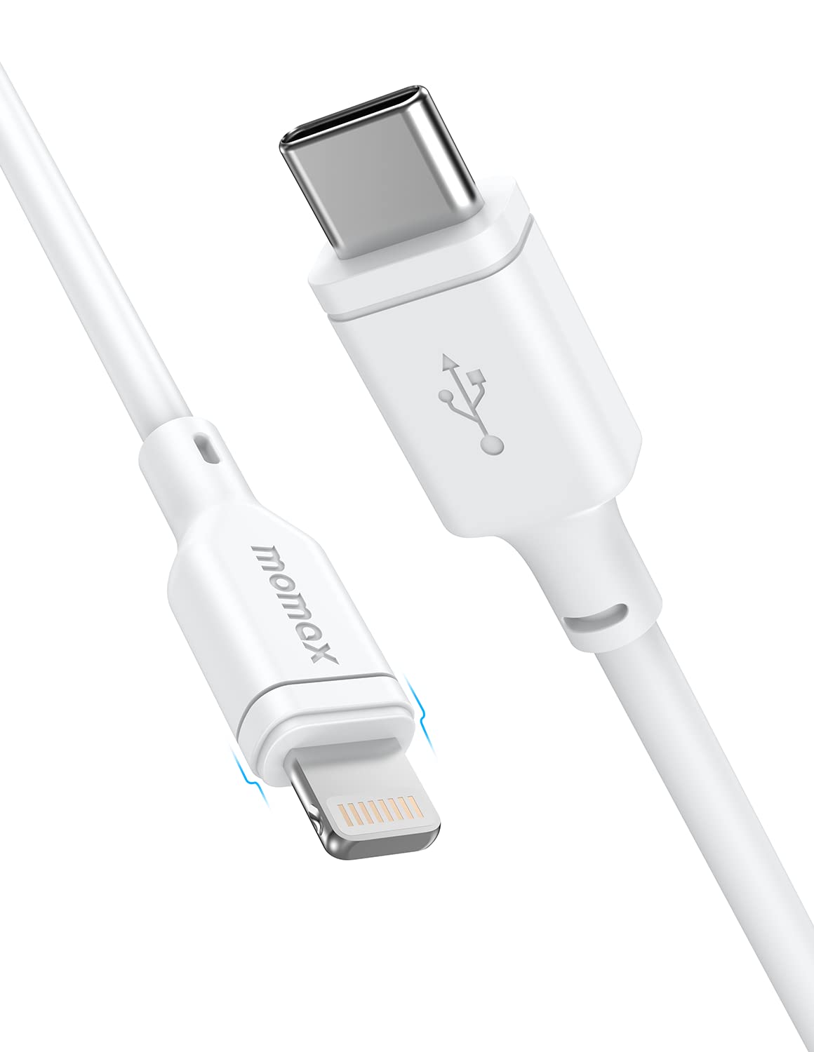 MOMAX 1ft USB C to Lightning Cable - MFi Certified Fast Charging Cord for iPhone 14/13/12/11/Pro Max/Mini/SE/XS, iPad & AirPods | High-Speed Power Delivery Charger | Perfect for Home, Office & Travel (White)