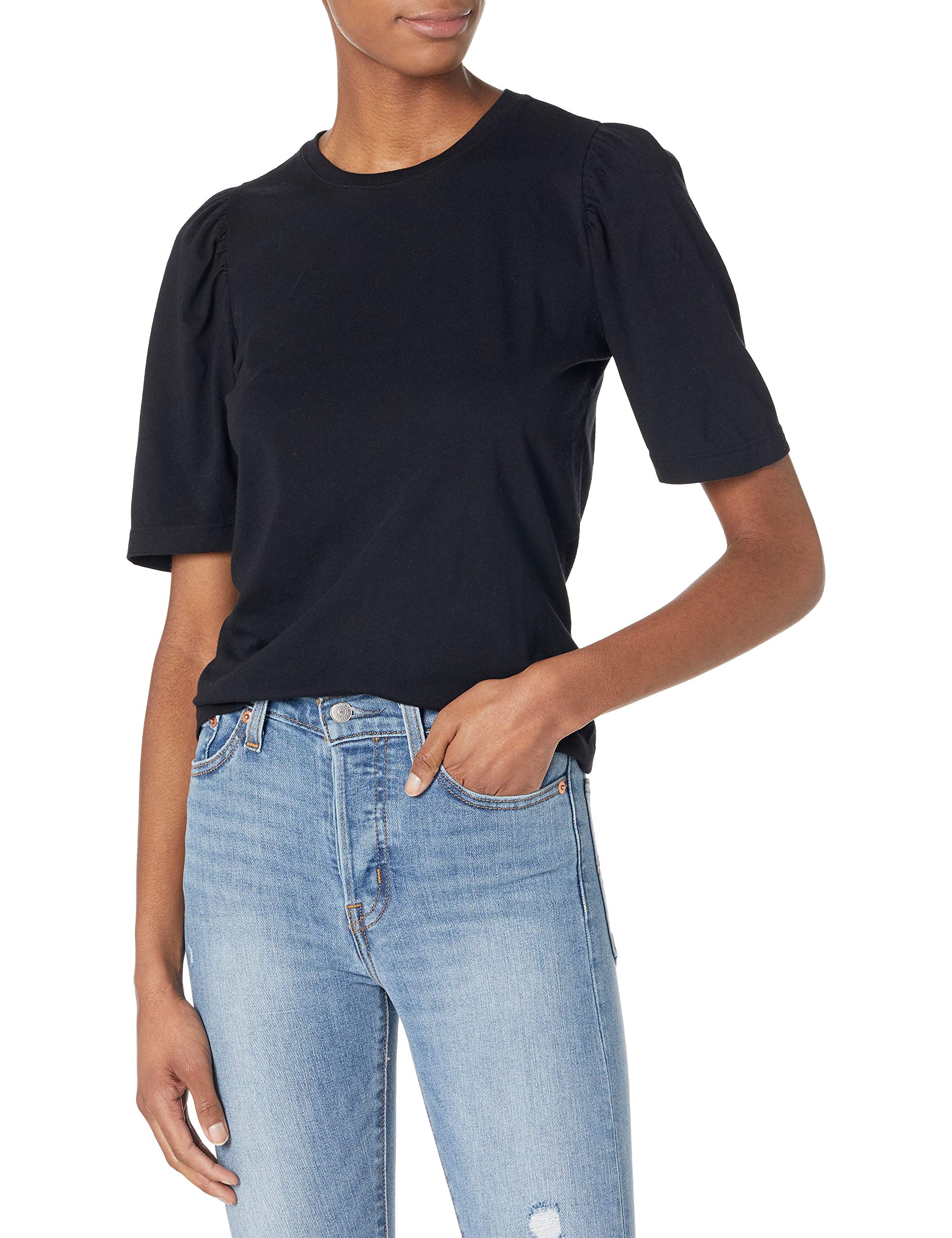Monrow Women's Puff Sleeve Tee - Stylish Short Sleeve Blouse for Casual Outfits & Summer Fashion | Perfect for Office, Date Night & Weekend Wear