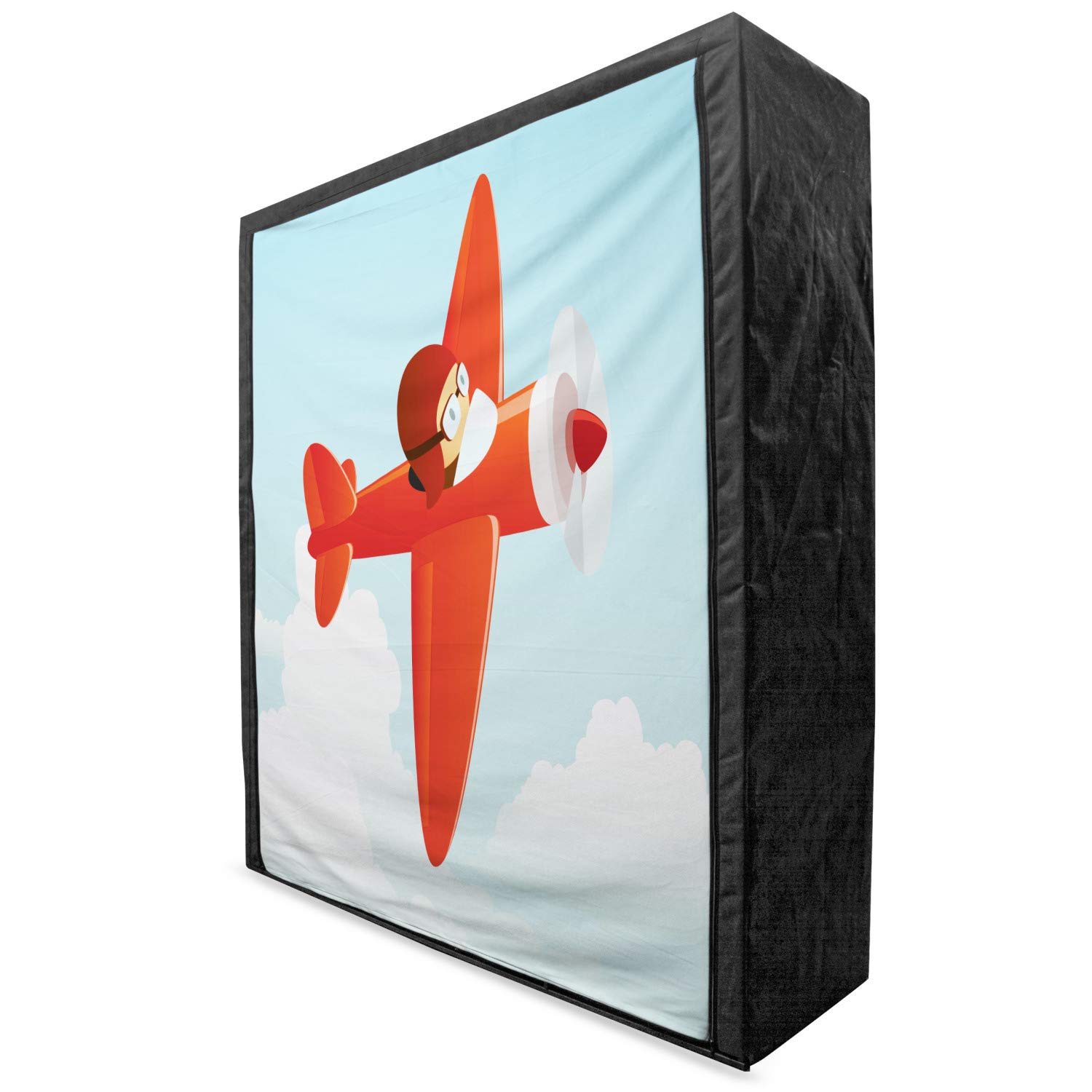 Ambesonne Portable Fabric Wardrobe with Airplane & Cloud Print - 59