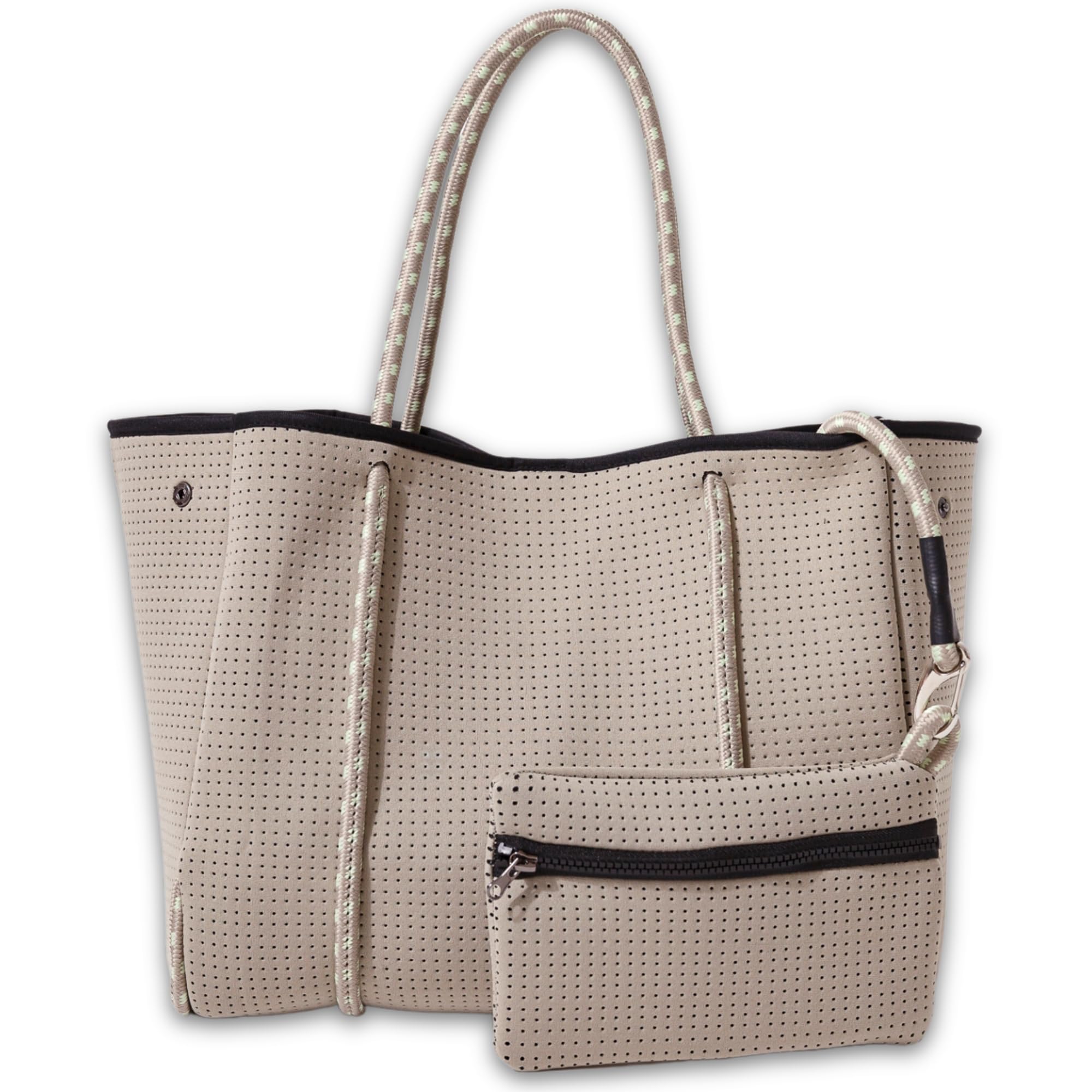 Stylish Large Neoprene Tote Bag for Women - Water-Resistant Designer Handbag with Multiple Pockets & Zipper Pouch - Perfect for Work, Travel, Gym, Beach & Everyday Use