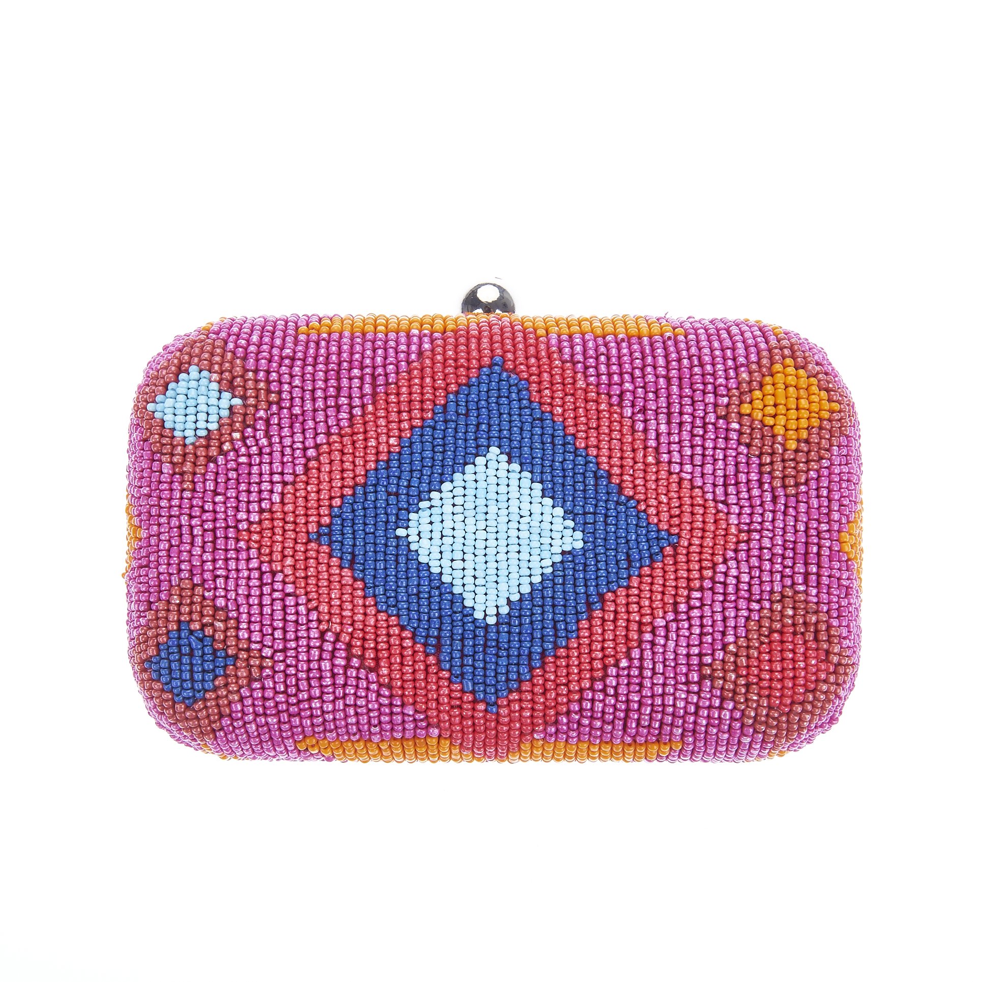 Dakota Beaded Box Clutch Crossbody Bag - Pink & Multicolor Bohemian Handbag for Women | Perfect for Weddings, Parties & Evening Events