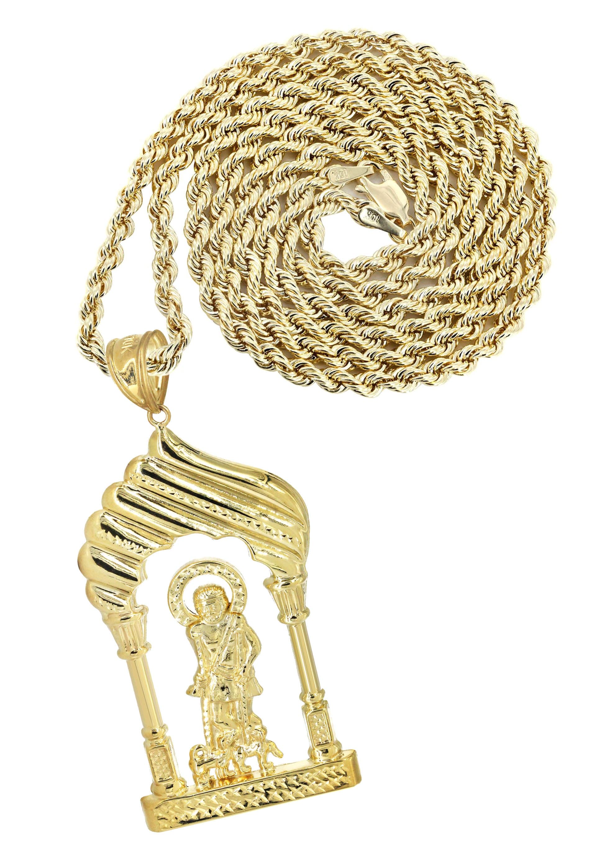 10K Yellow Gold Saint Lazaro Necklace for Women - 19 Grams Fine Jewelry - Perfect for Gifts, Weddings & Special Occasions