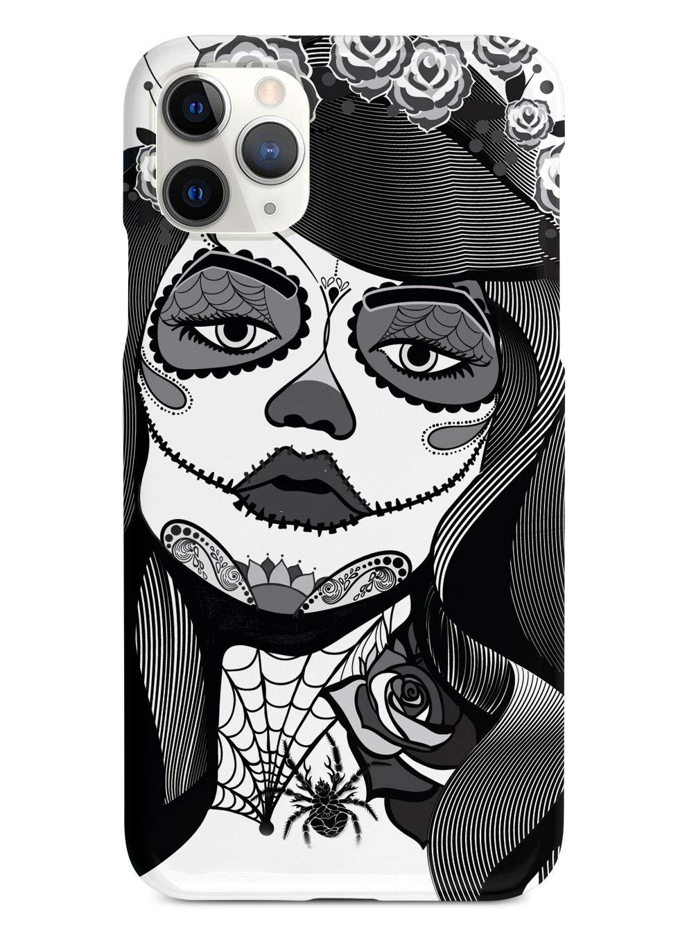 Inspired Cases - Protective iPhone 12 Pro Max Case with 3D Textured Design - Sugar Skull Pin Up Girl Pattern in Black & White - Shockproof & Scratch Resistant Cover for Apple iPhone 12 Pro Max - Perfect for Daily Use, Travel & Gift Giving