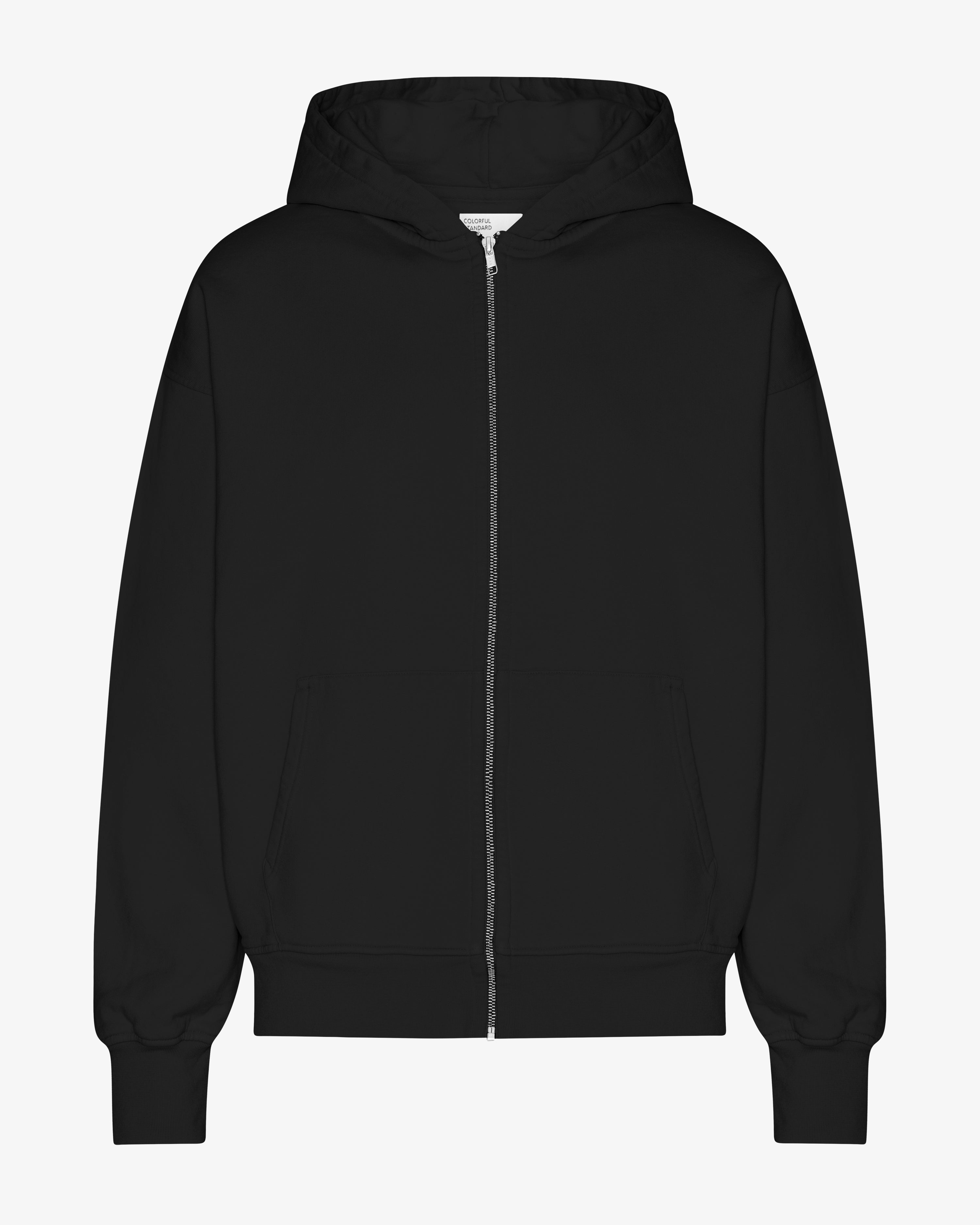 Organic Oversized Zip Hoodie for Men & Women - Deep Black - Cozy Fleece Pullover for Casual Wear, Gym, and Outdoor Activities