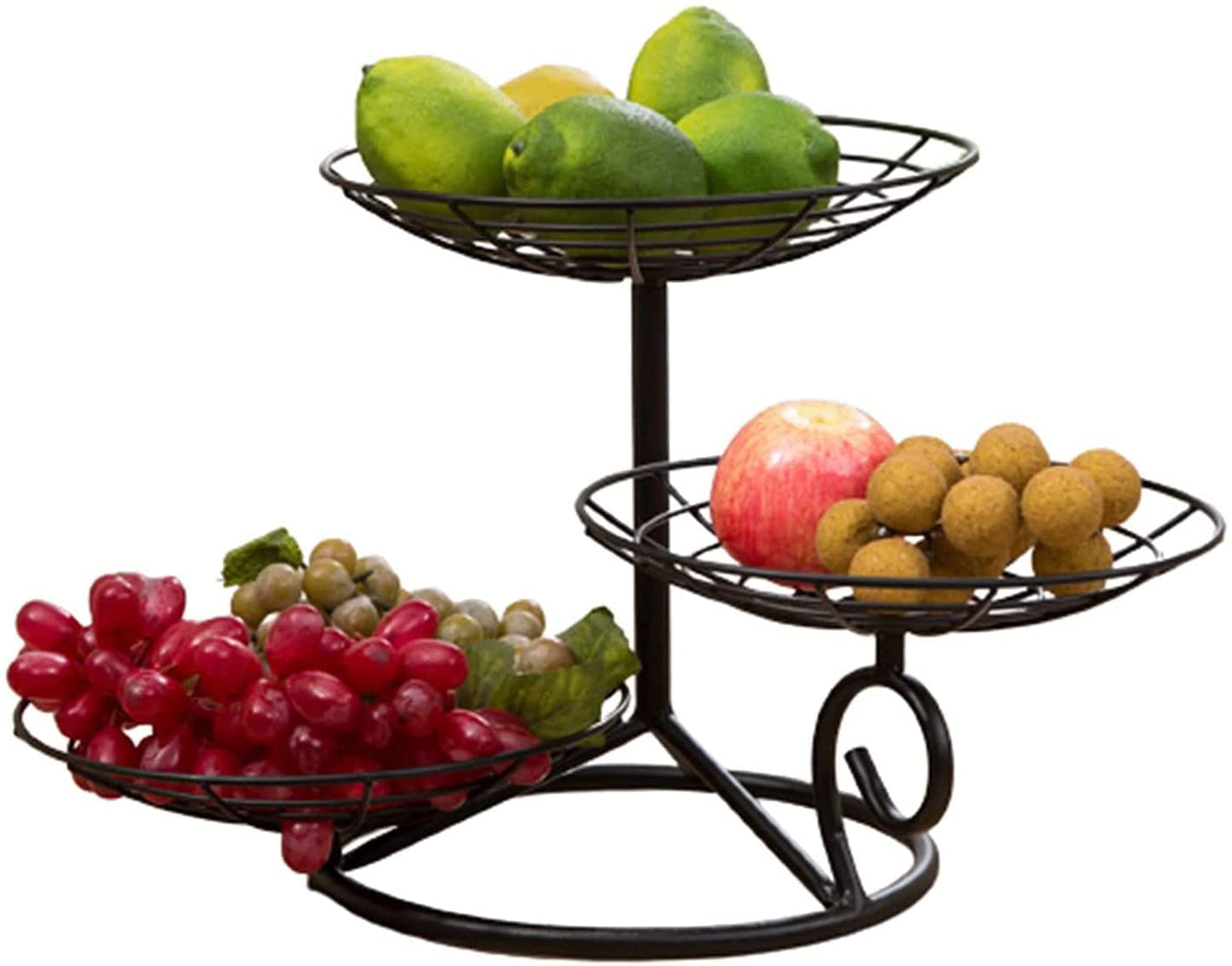 3-Tier Black Fruit Basket Holder - Space Saving Kitchen Counter & Dining Table Organizer for Fresh Fruits, Vegetables, and Snacks - Perfect for Home, Office, and Party Decor