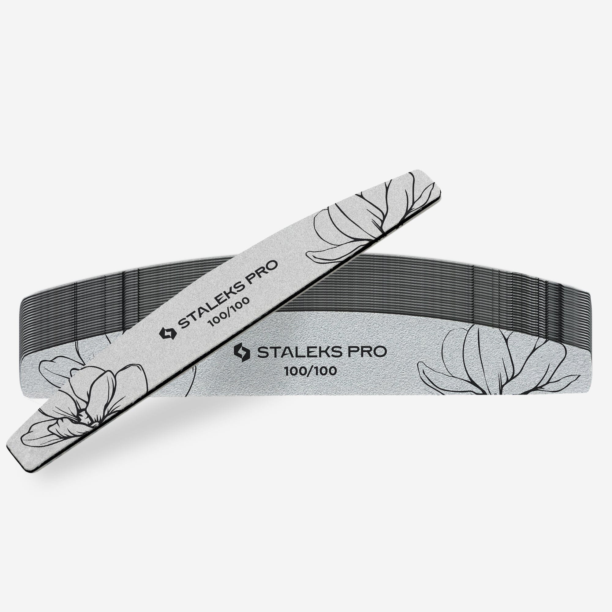 Staleks Expert 40 Crescent Mineral Nail File - 100/100 Grit (25 Pack) - Professional Manicure & Pedicure Tools for Salon & Home Nail Care