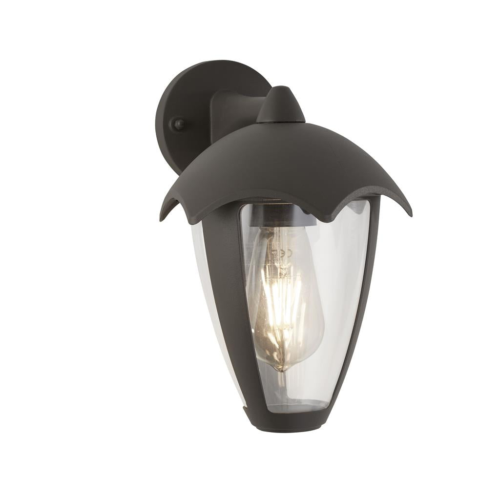 BLUEBELL OUTDOOR WALL LIGHT - Grey Metal & Clear Polycarbonate Sconce - Weatherproof Exterior Lighting for Porch, Patio, Garden & Entryway