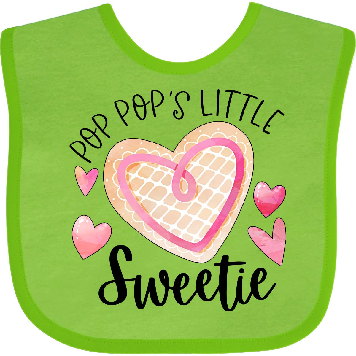 Inktastic Pop Pop's Little Sweetie Pink Heart Cookie Baby Bib - Soft & Absorbent Drool Bib for Infants & Toddlers - Perfect for Feeding, Teething & Everyday Use