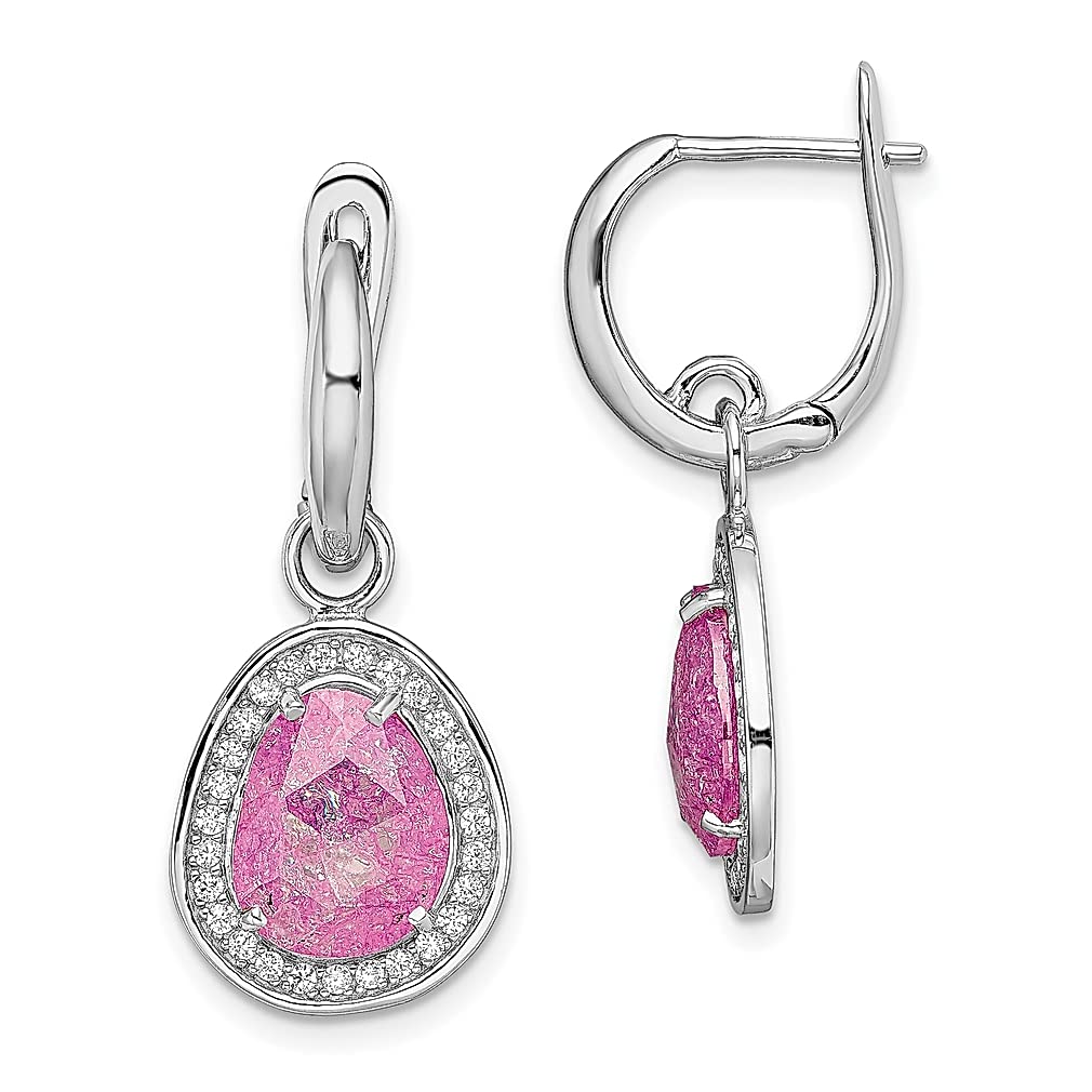 925 Sterling Silver Pink Ice Cubic Zirconia Drop Dangle Chandelier Earrings | Elegant Fine Jewelry for Women | Perfect Gift for Her | Ideal for Weddings, Parties & Special Occasions