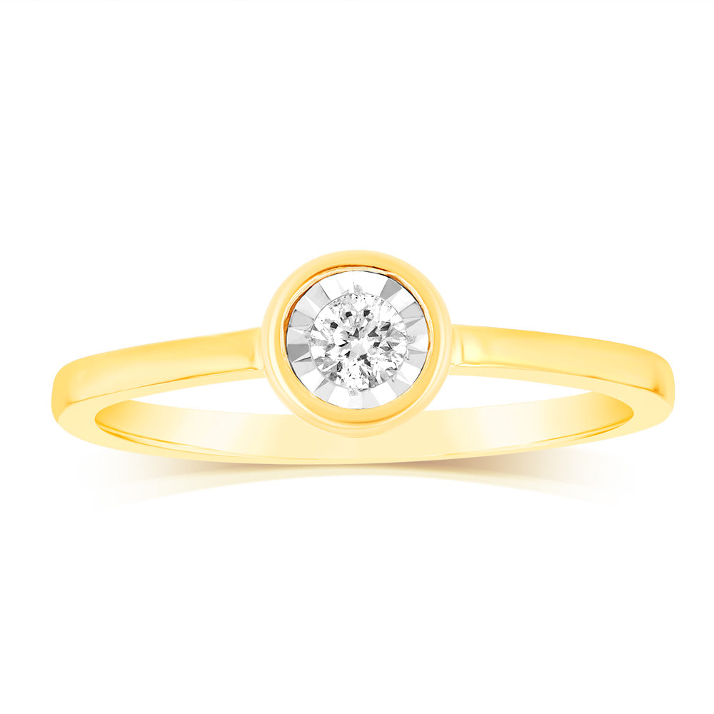 1/10 Carat Diamond Engagement Ring in 9K Yellow Gold - Perfect for Proposals, Anniversaries & Romantic Gifts