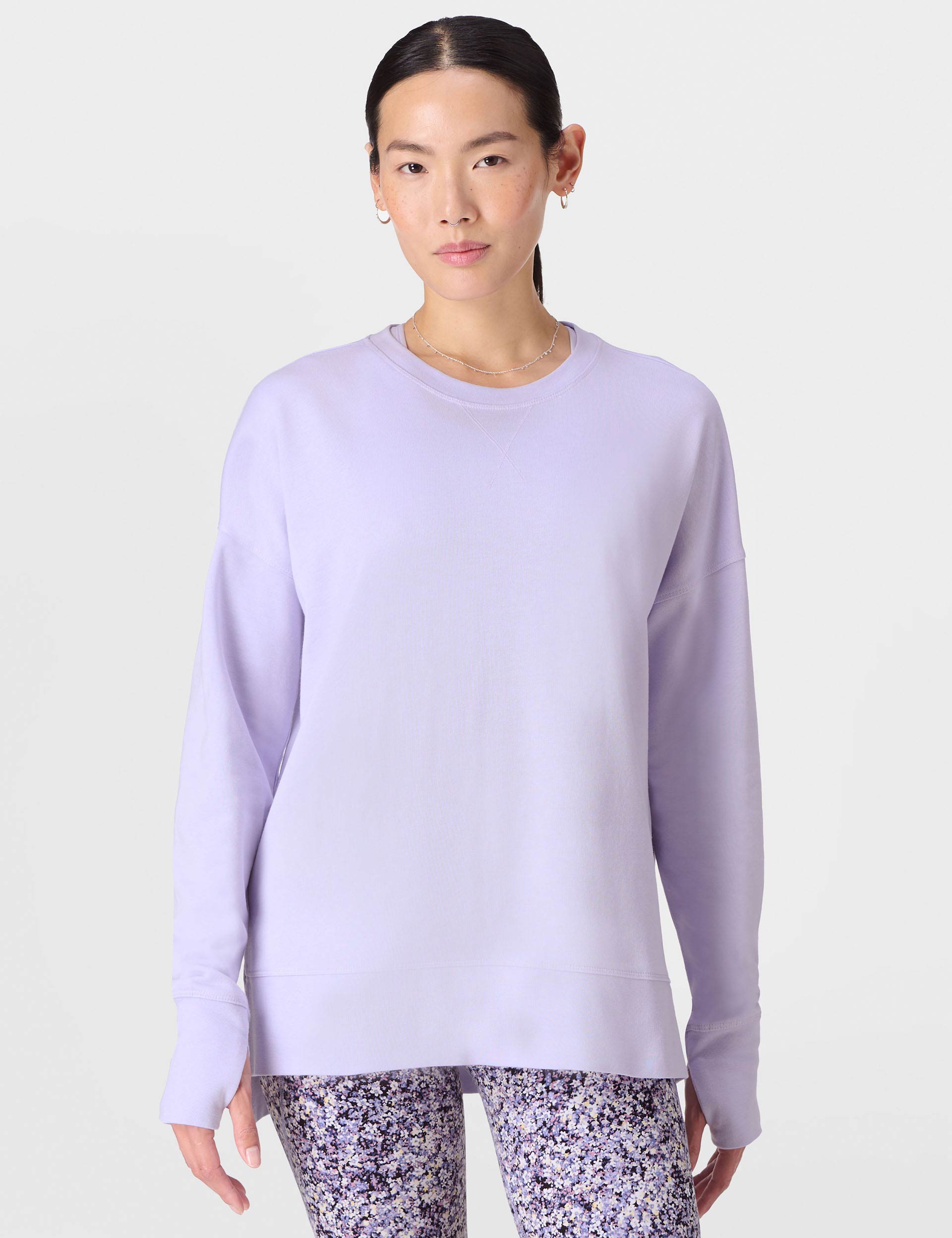 After Class Longline Sweatshirt for Women - Heather Purple | Comfortable Oversized Pullover for Casual Wear, Lounge & Street Style