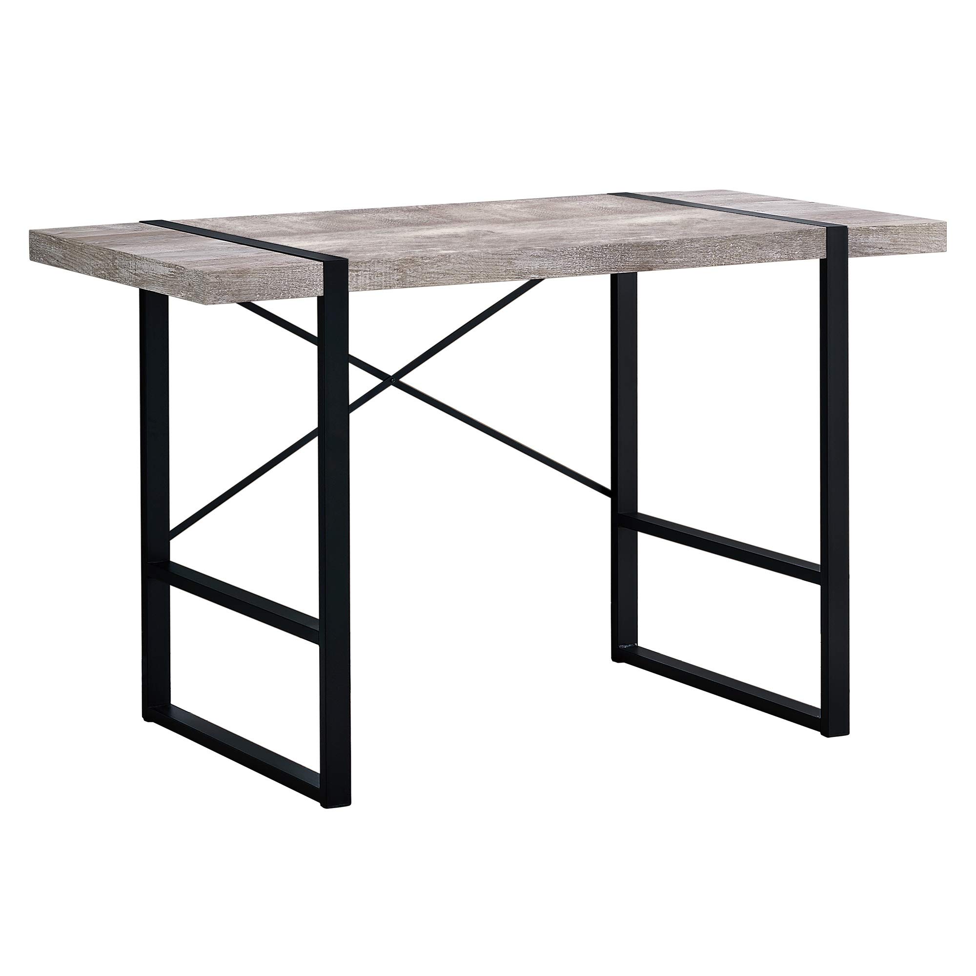 Ergonomic 48-Inch Computer Desk with Reclaimed Taupe Wood Top & Black Metal Frame - Perfect for Home Office, Gaming, and Workspace Setup