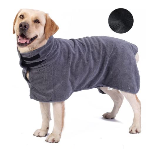 Bemodst Super Absorbent Microfiber Dog Drying Coat - Fast Drying Pet Bathrobe Towel for Dogs & Cats - Luxuriously Soft Moisture Wicking Bath Robe | Perfect for Post-Bath Drying, Grooming, and Keeping Pets Warm After Swimming