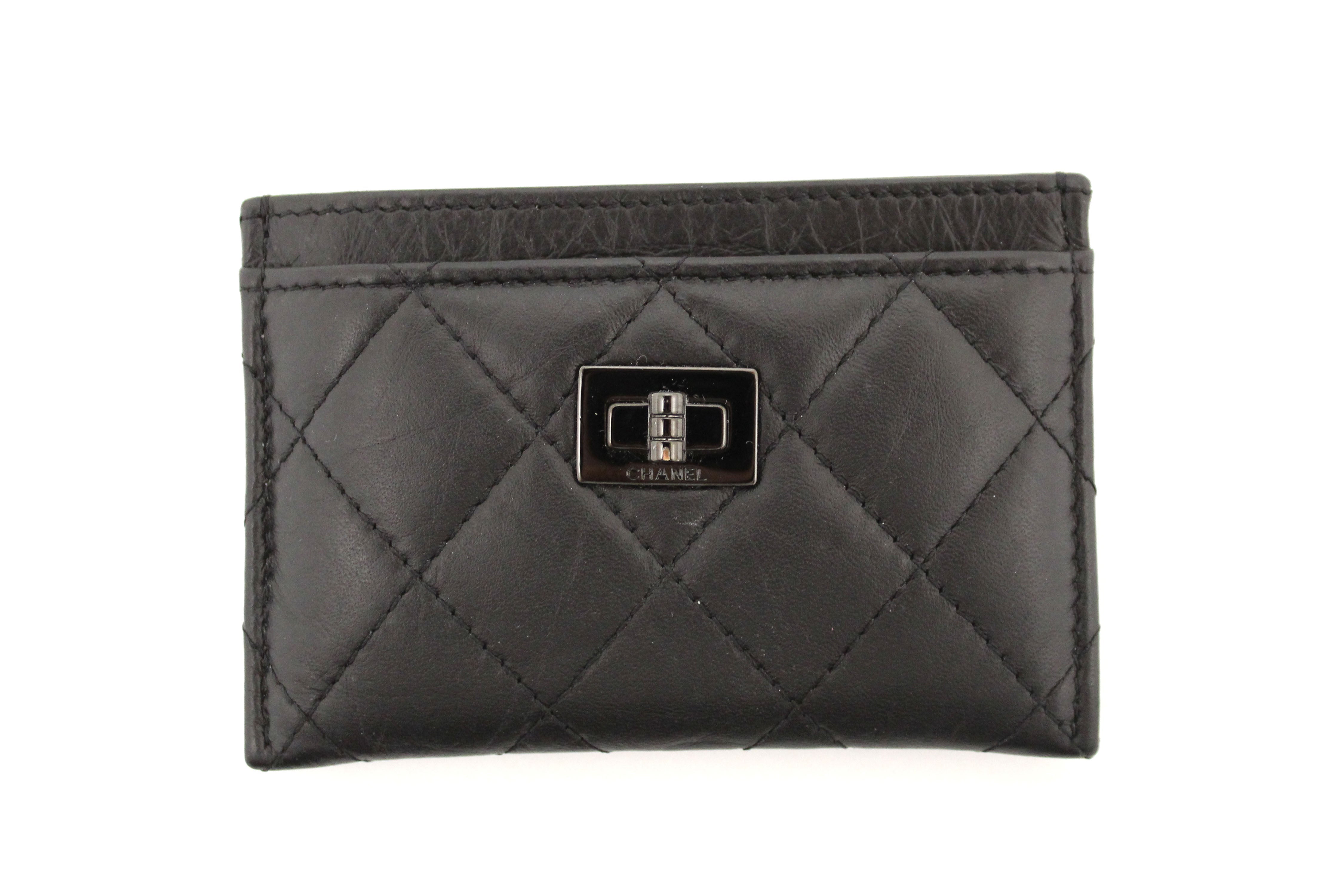 Chanel Black Calfskin Quilted Reissue Card Holder - Luxury Women's Wallet for Credit Cards & Cash - Perfect for Everyday Use, Travel & Gifts