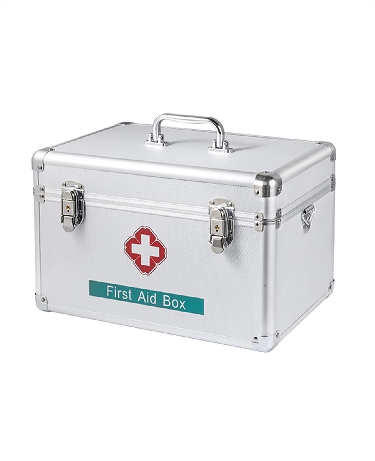 Portable First Aid Kit with Lock - Family Medicine Storage Box for Home, Travel & Camping - Compact & Secure Emergency Medical Supplies Organizer (Silver) | Perfect for First Aid, Outdoor Adventures & Emergency Preparedness