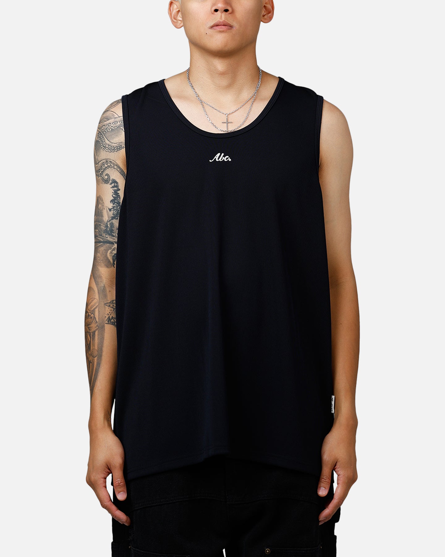 ABC Women's Fancy Jersey Tank Top - Soft Stretch Black Sleeveless Shirt for Casual Wear, Summer Outfits & Layering